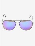 Blue Mirrored Aviator Sunglasses, , alternate