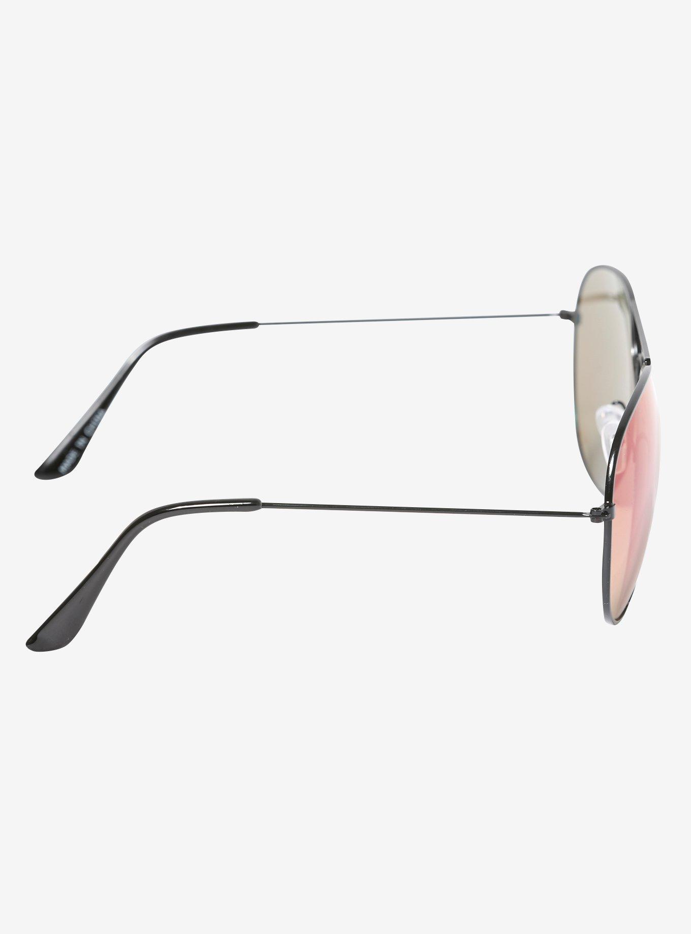 Blue Mirrored Aviator Sunglasses, , alternate