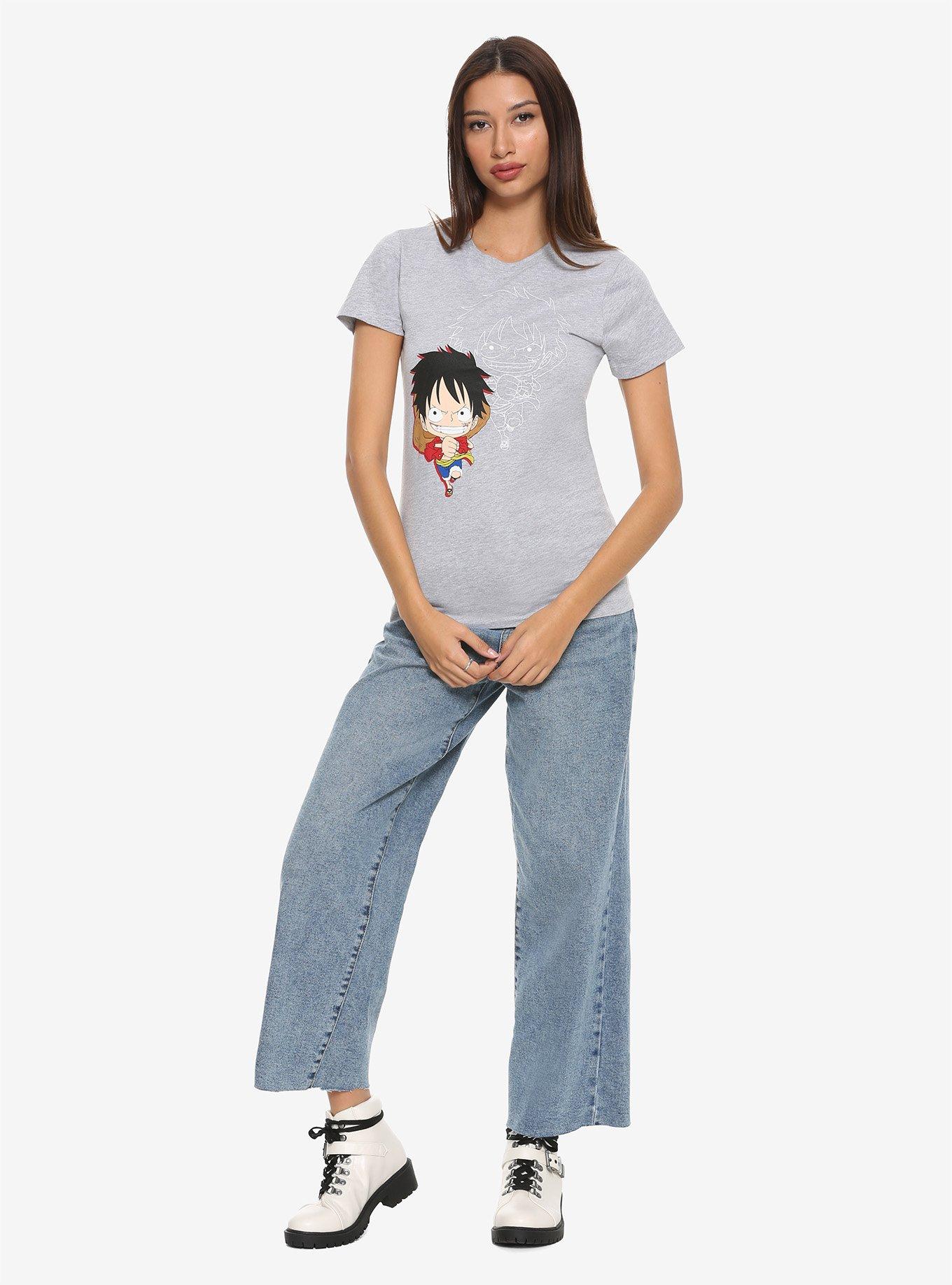 One Piece Luffy Chibi Girls T-Shirt, GREY, alternate