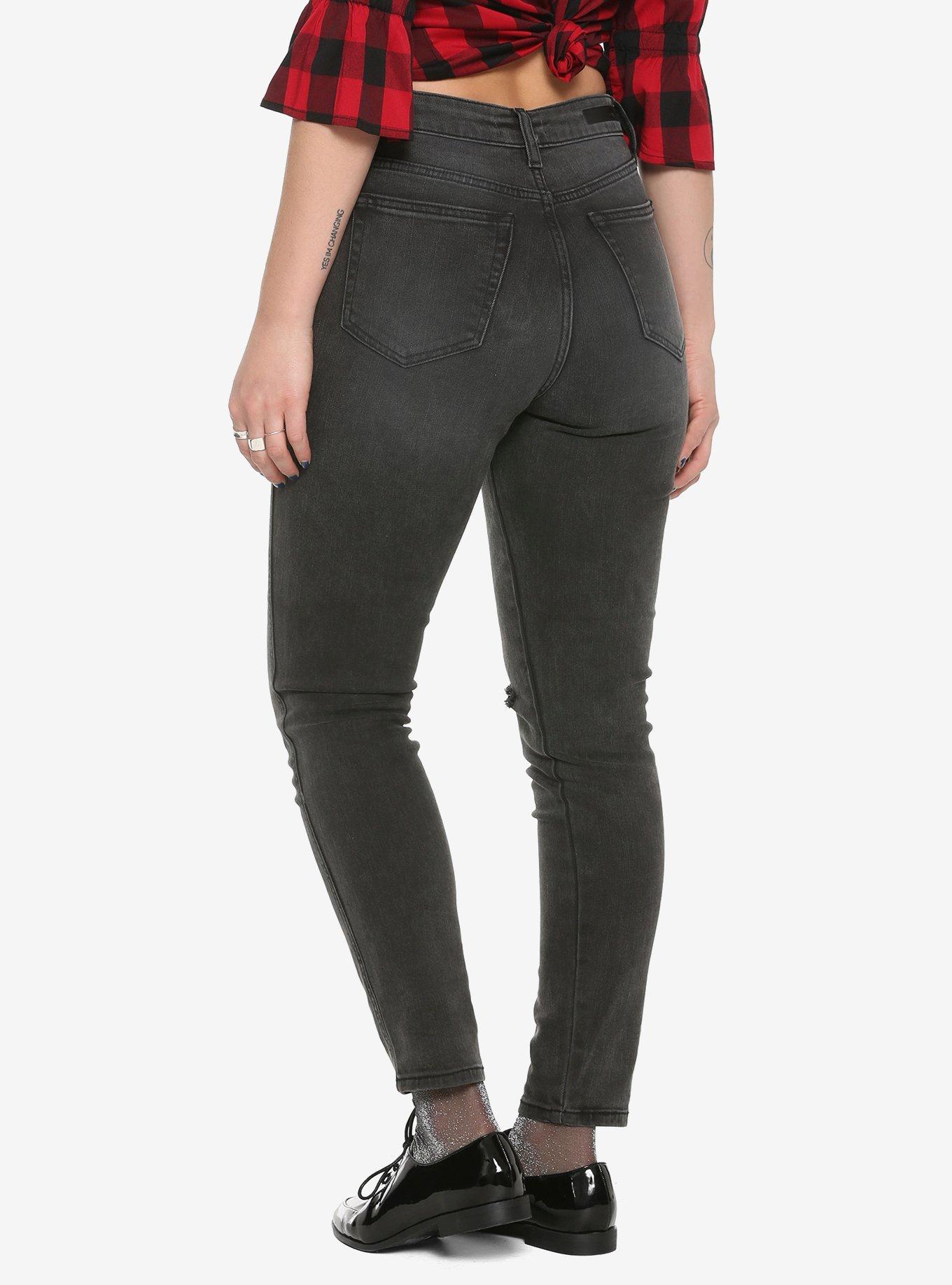 Cello Black Distressed Skinny Jeans, GREY, alternate