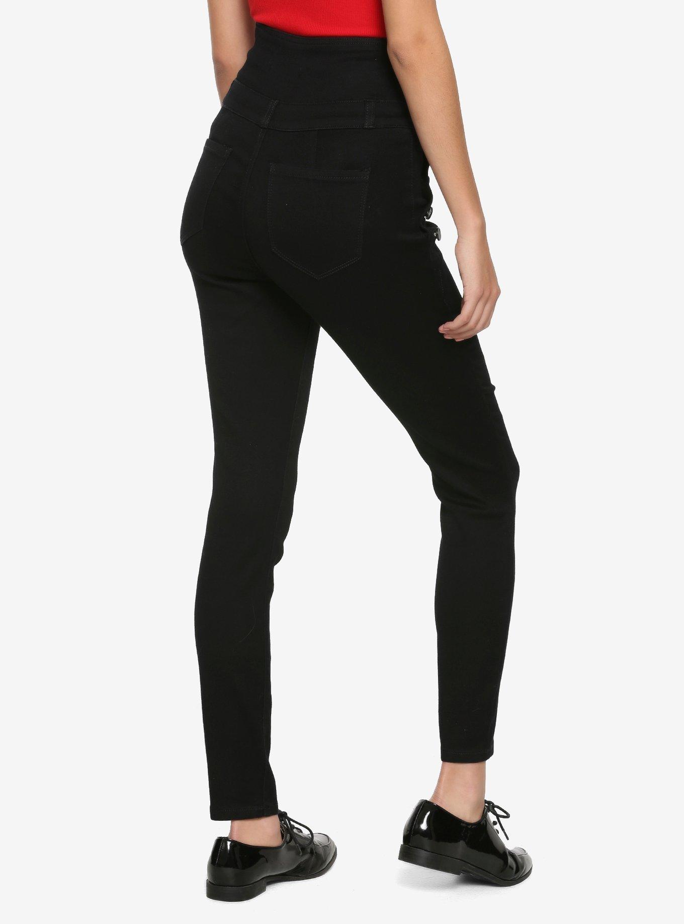 Black Super High-Waisted Sailor Skinny Jeans, , alternate