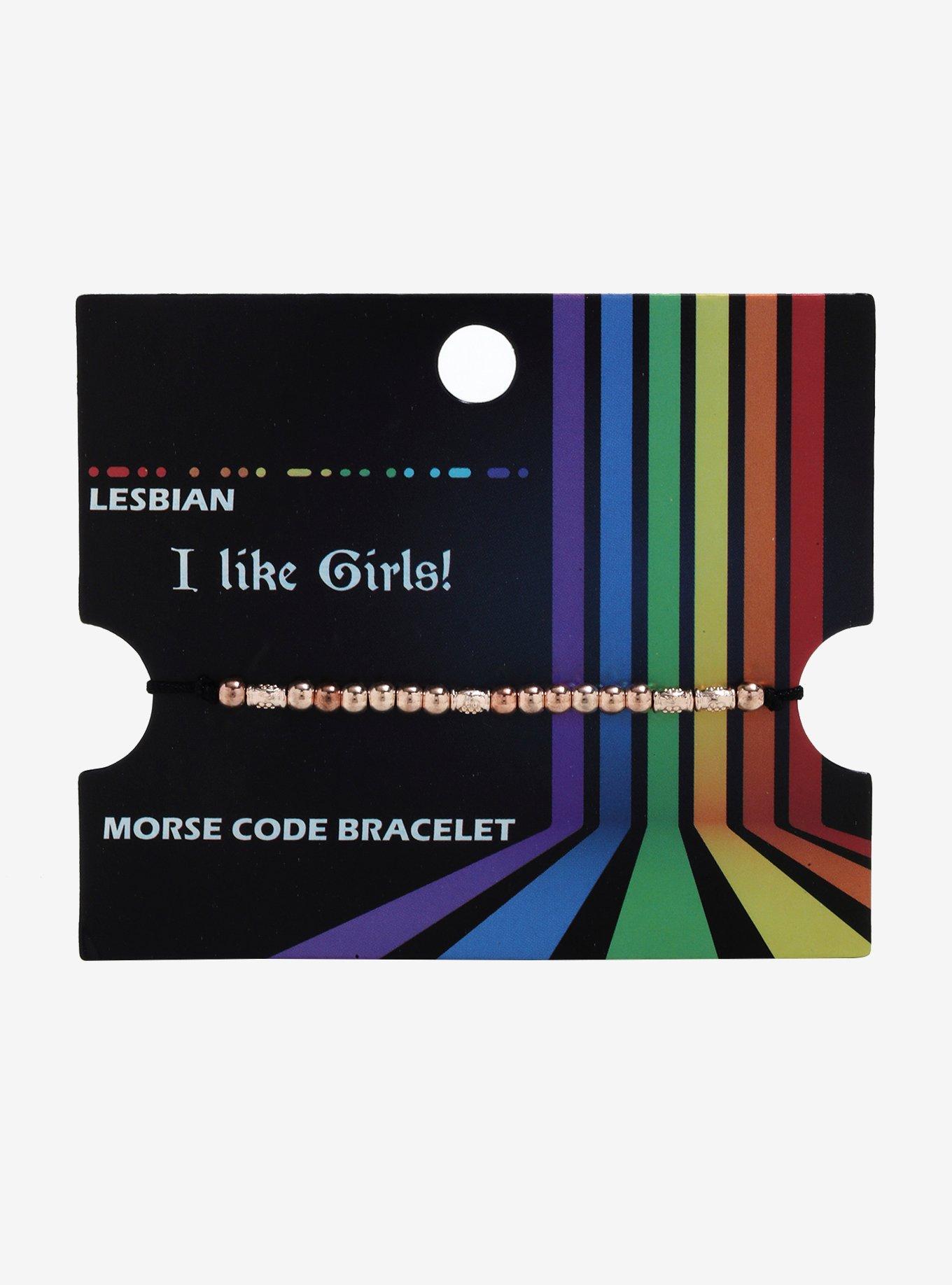 Lesbian Morse Code Cord Bracelet, , alternate