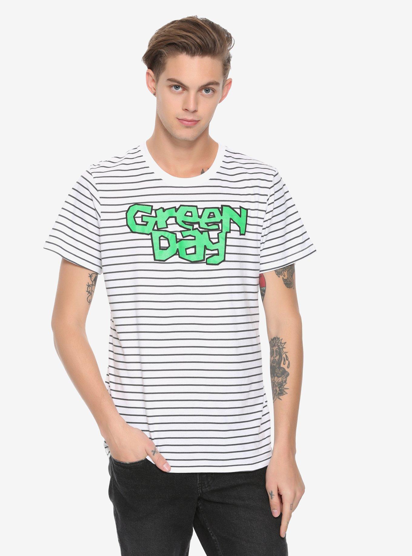 Green Day Logo Striped T-Shirt, Hot Topic