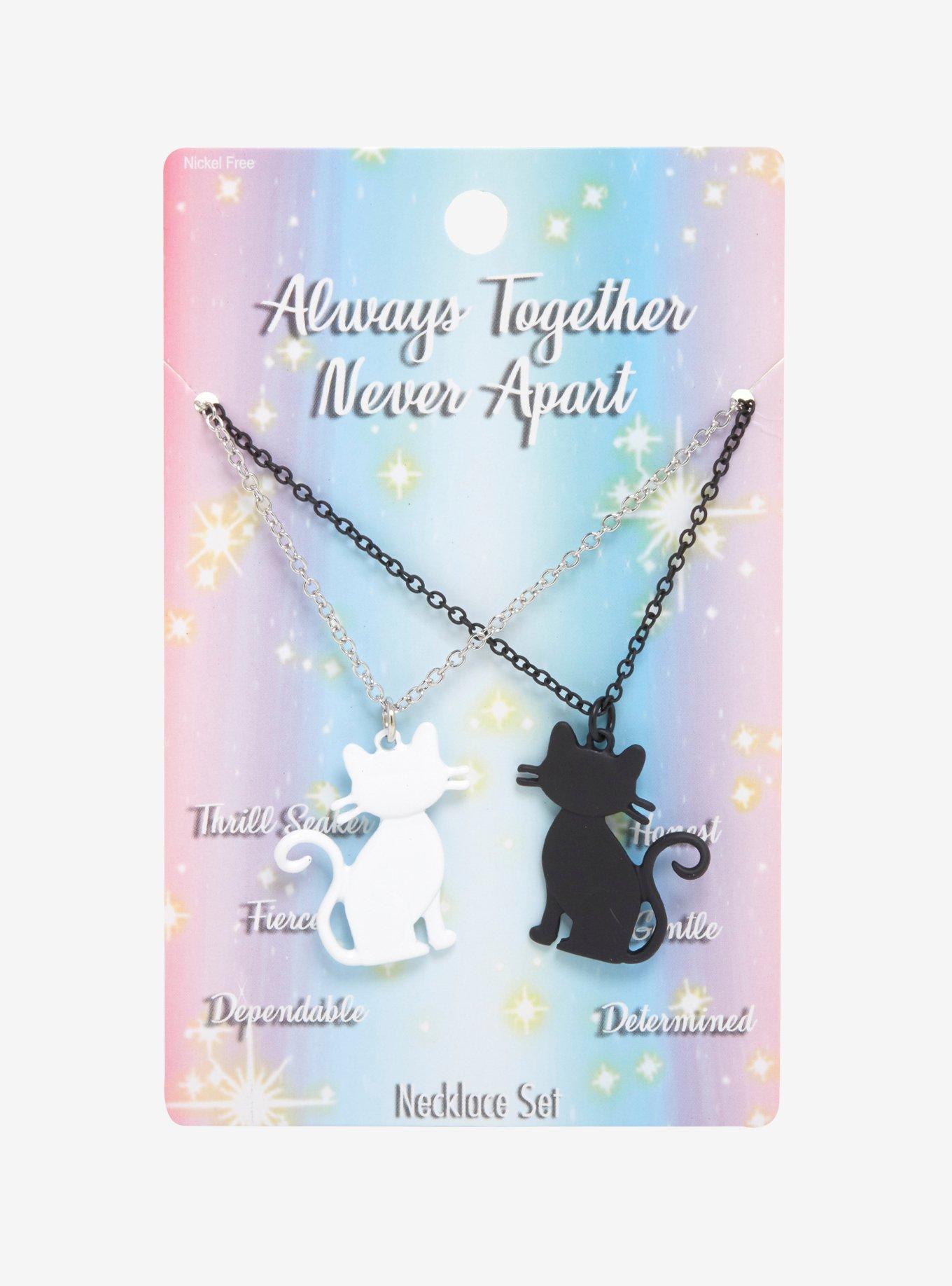 Black & White Cat Best Friend Necklace Set, , alternate