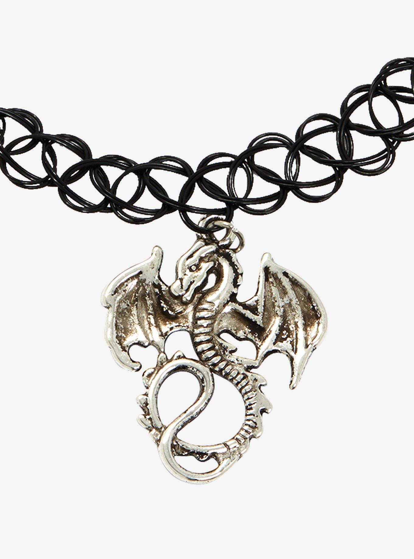 Dragon Charm Tattoo Choker, , alternate