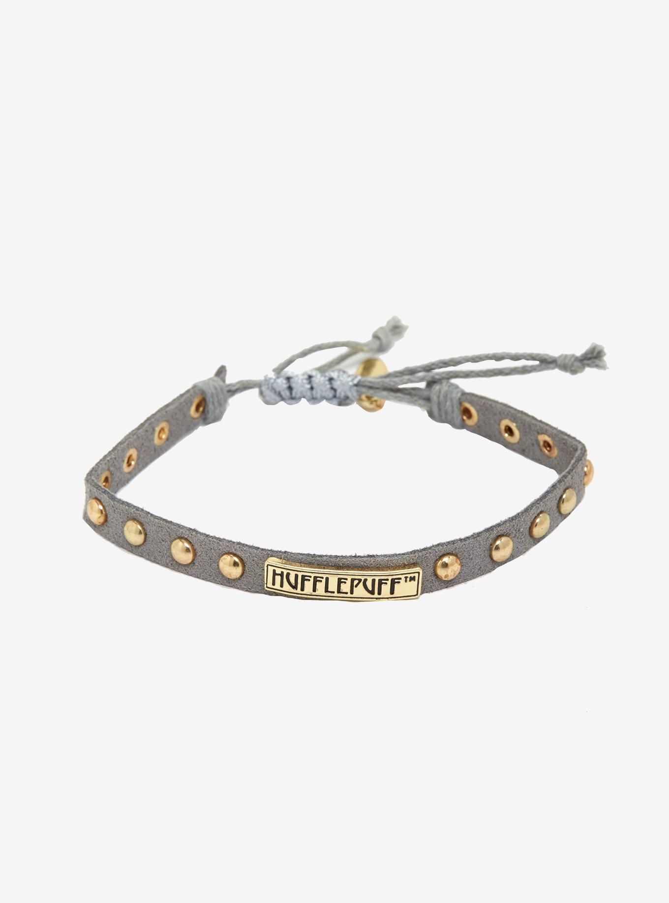 Harry Potter Hufflepuff Nameplate Stud Suede Bracelet, , alternate