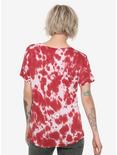 Red Bleach Wash V-Neck Tie-Front Girls T-Shirt, TIE DYE, alternate