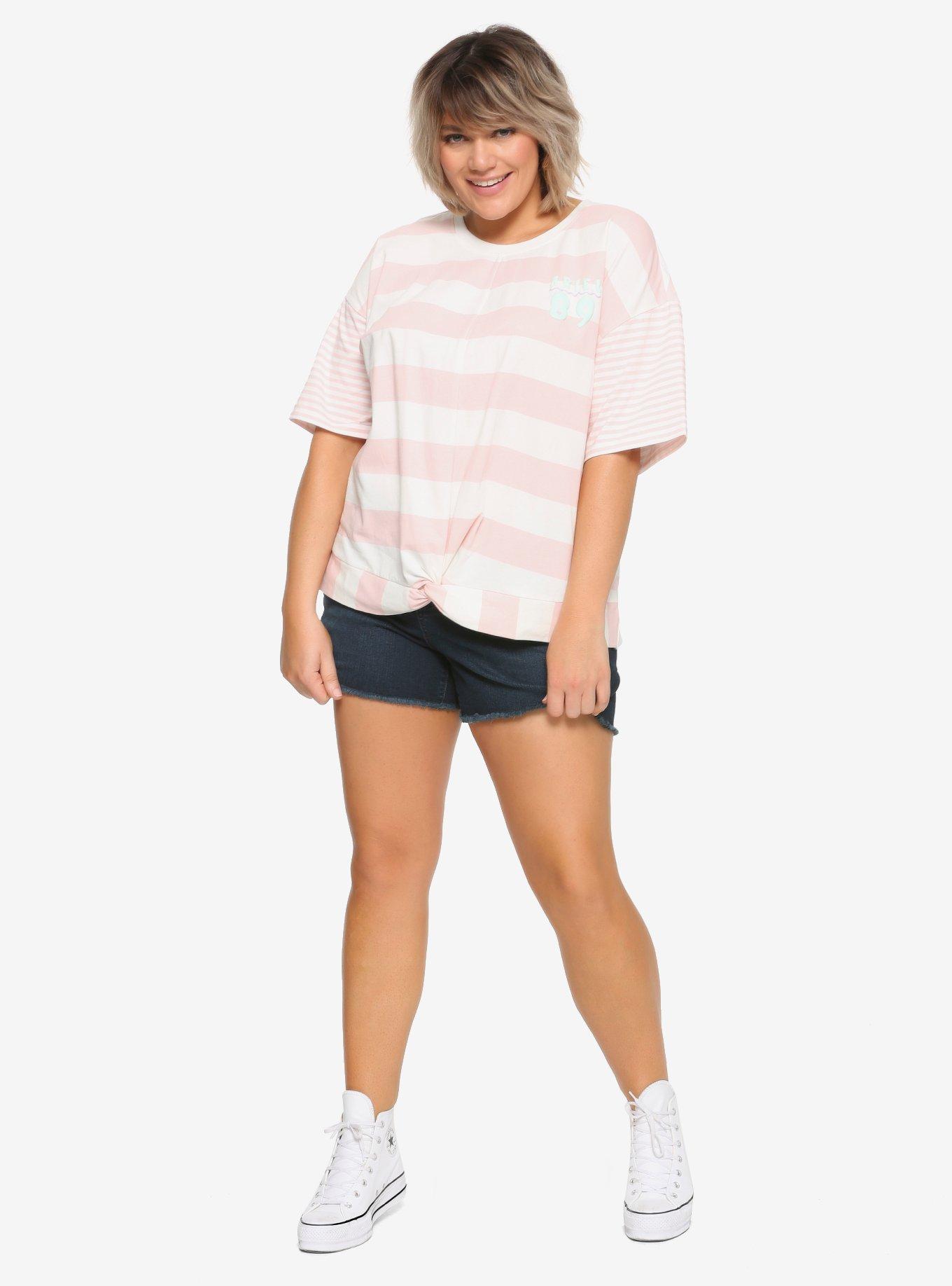 Disney The Little Mermaid 30th Anniversary Girls Striped Twist Front Top Plus Size, , alternate
