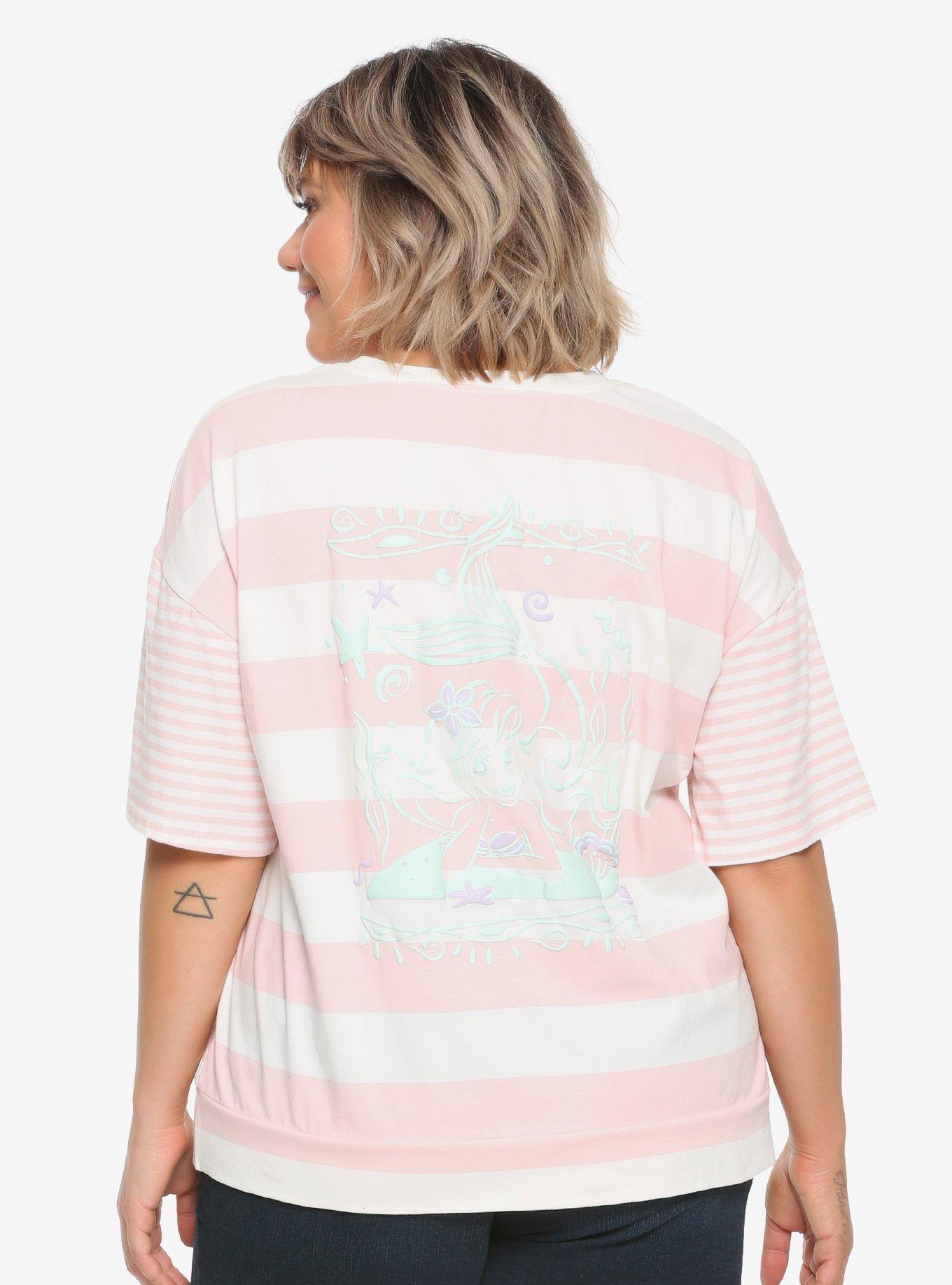 Disney The Little Mermaid 30th Anniversary Girls Striped Twist Front Top Plus Size, , alternate