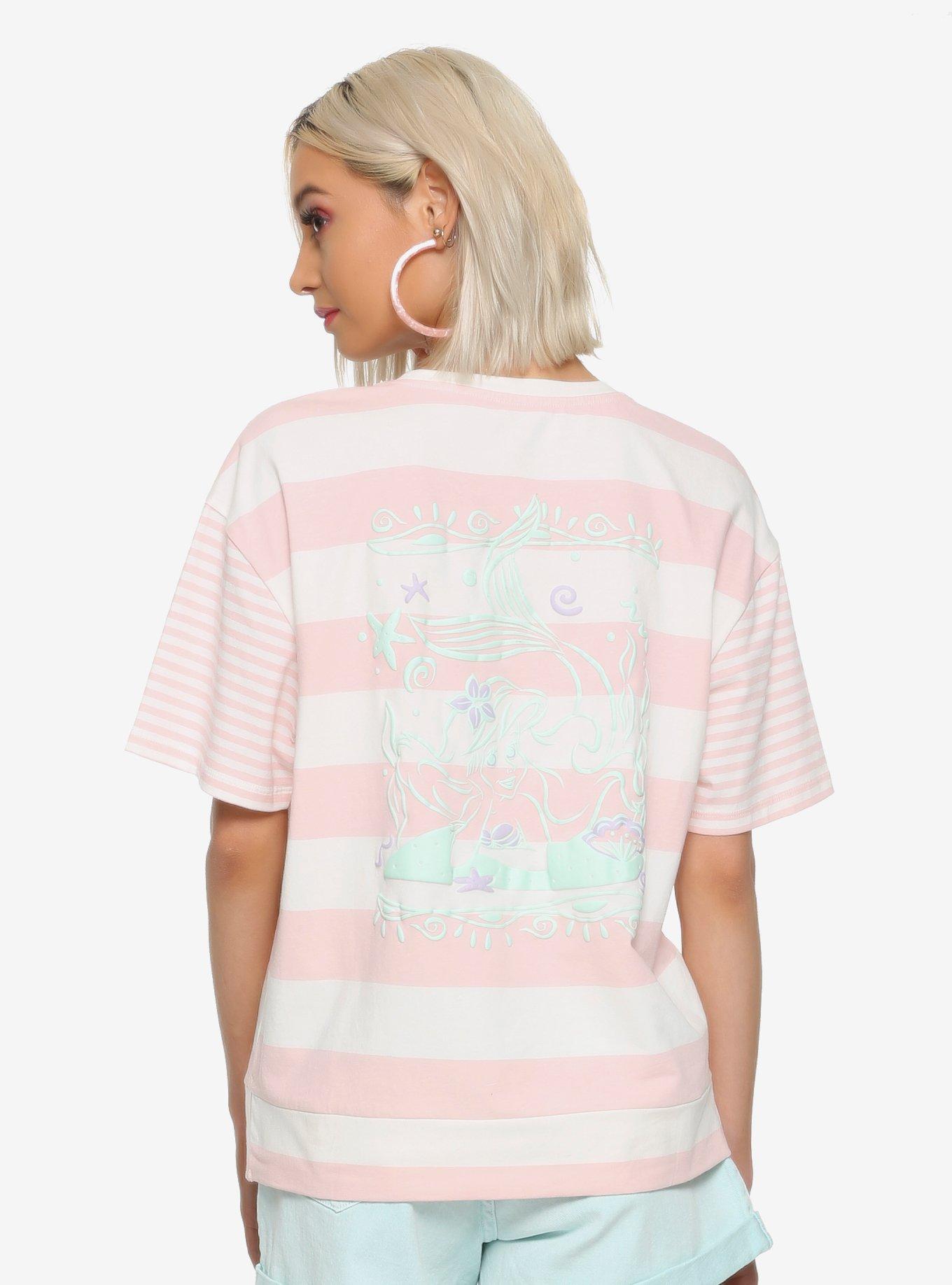 Disney The Little Mermaid 30th Anniversary Girls Striped Twist Front Top, , alternate