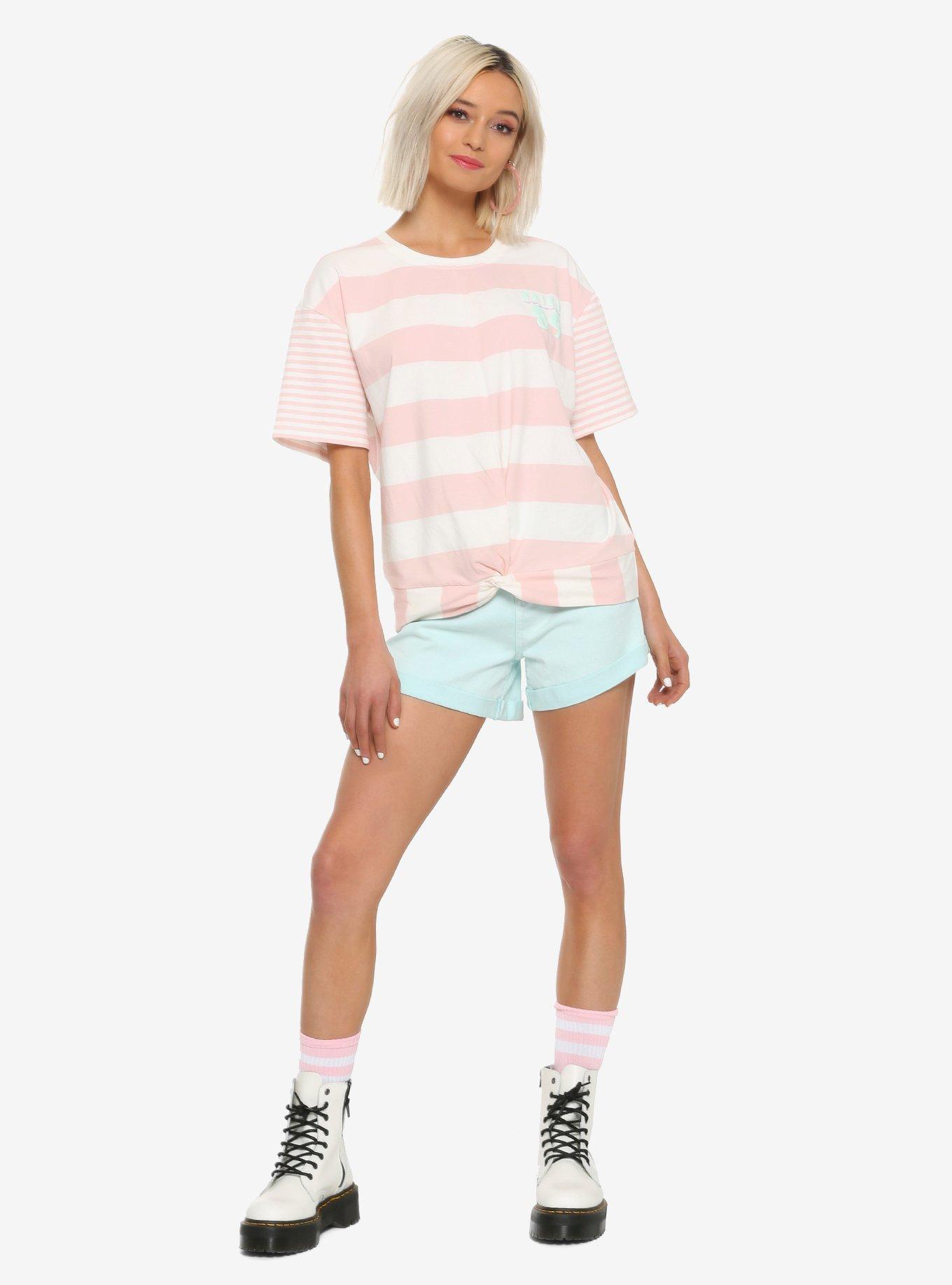 Disney The Little Mermaid 30th Anniversary Girls Striped Twist Front Top, , alternate