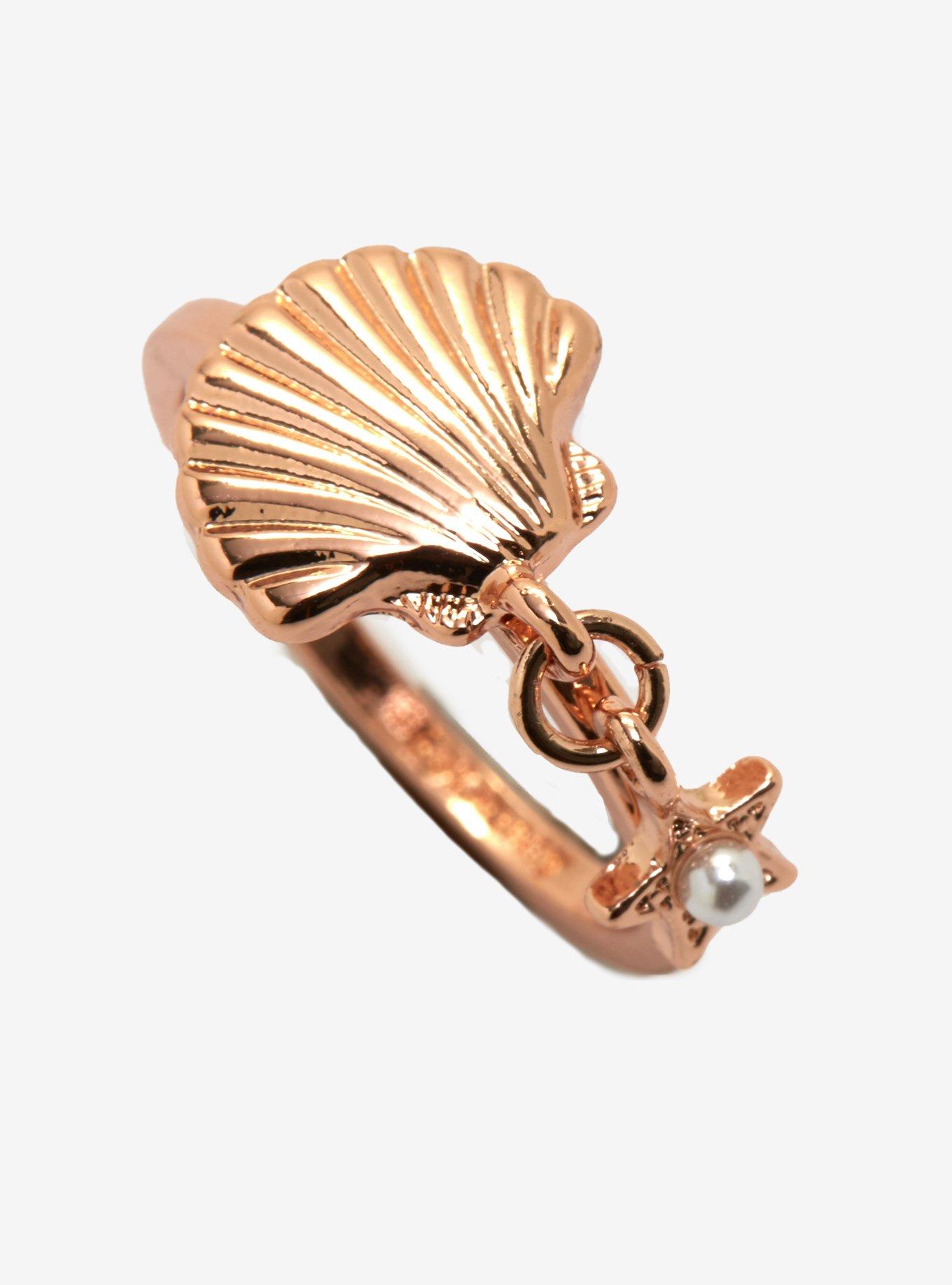 Disney The Little Mermaid Shell Dainty Charm Ring, , alternate
