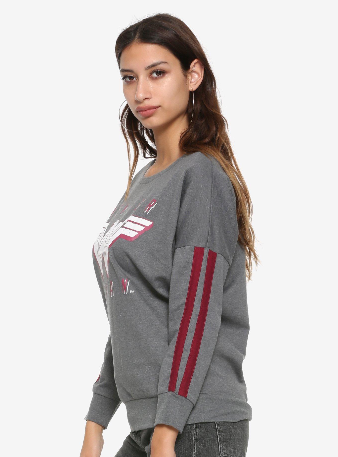 DC Wonder Woman Logo Retro Girls Athletic Sweater, CHARCOAL HEATHER, alternate