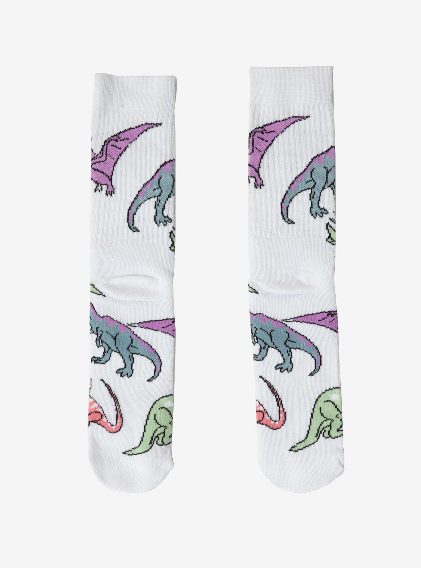 Pastel Dinosaur Crew Socks, , alternate