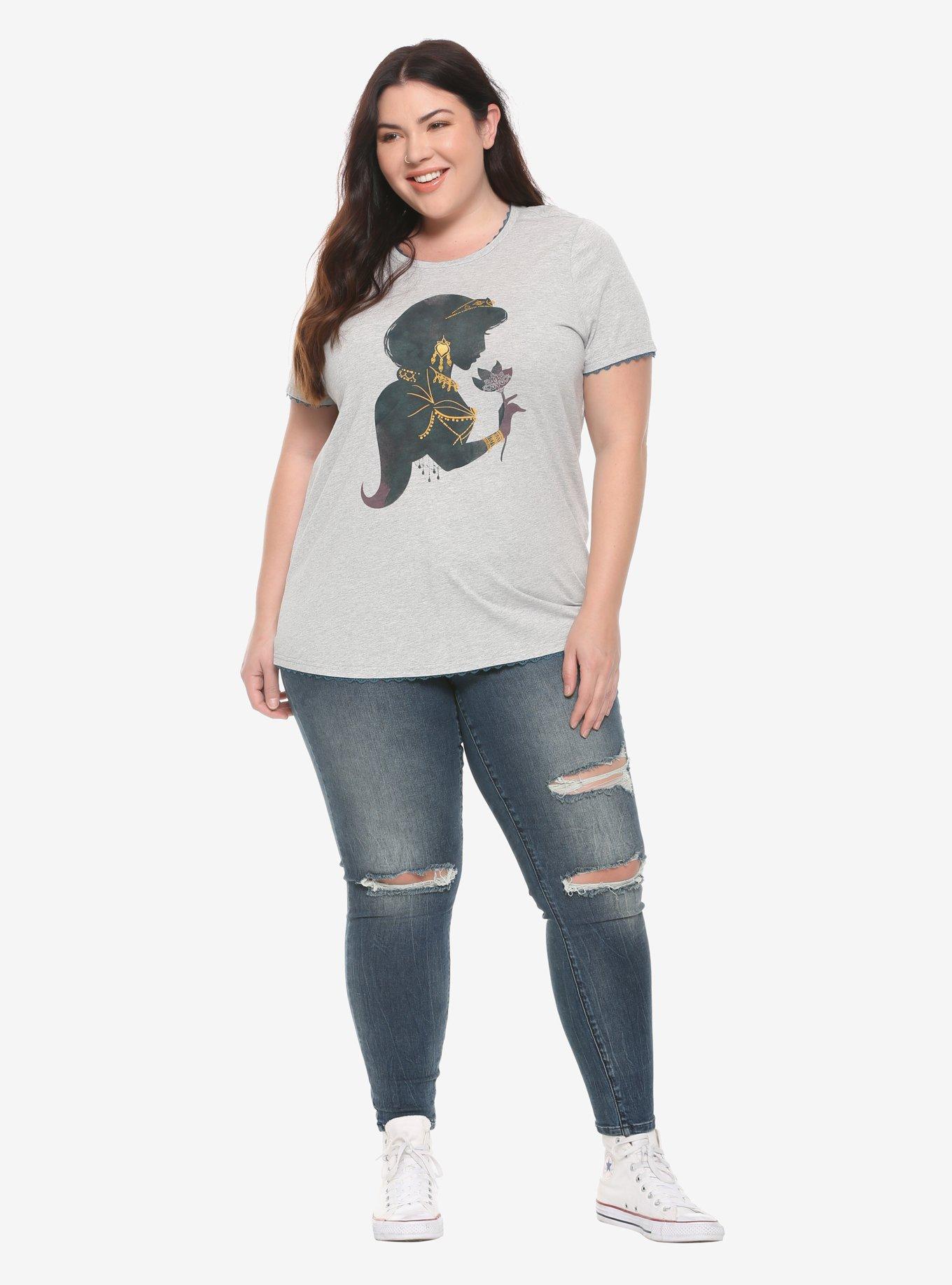 Her Universe Disney Aladdin Jasmine Lace Trim Girls T-Shirt Plus Size, TEAL, alternate