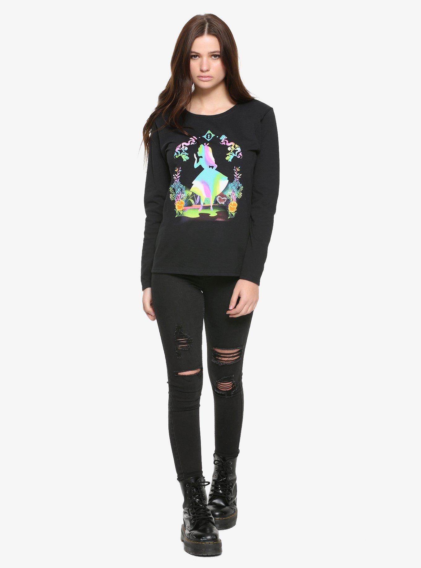 Disney Alice In Wonderland Rainbow Silhouette Girls Long-Sleeve T-Shirt, , alternate