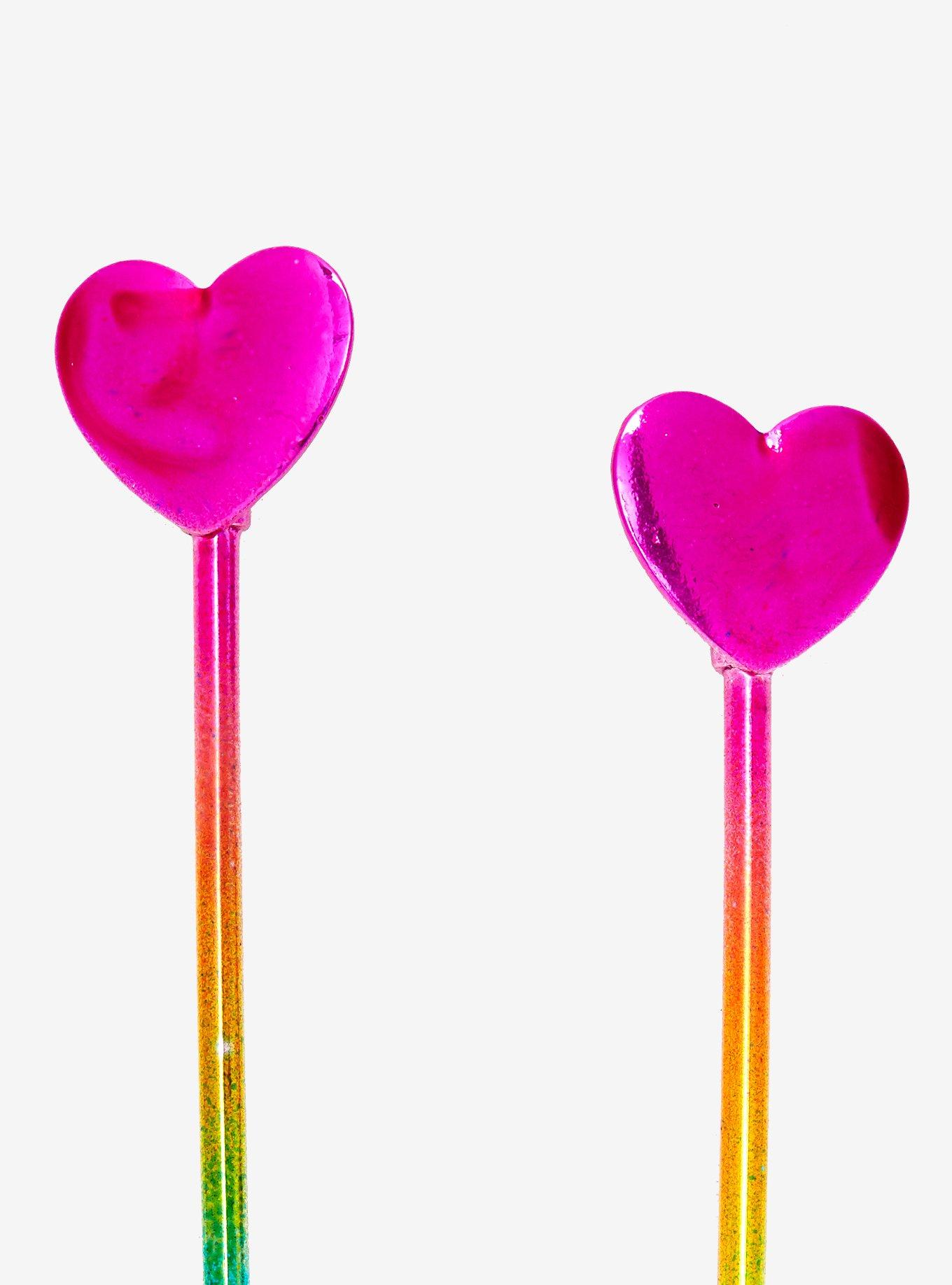 Heart Rainbow Hair Sticks, , alternate