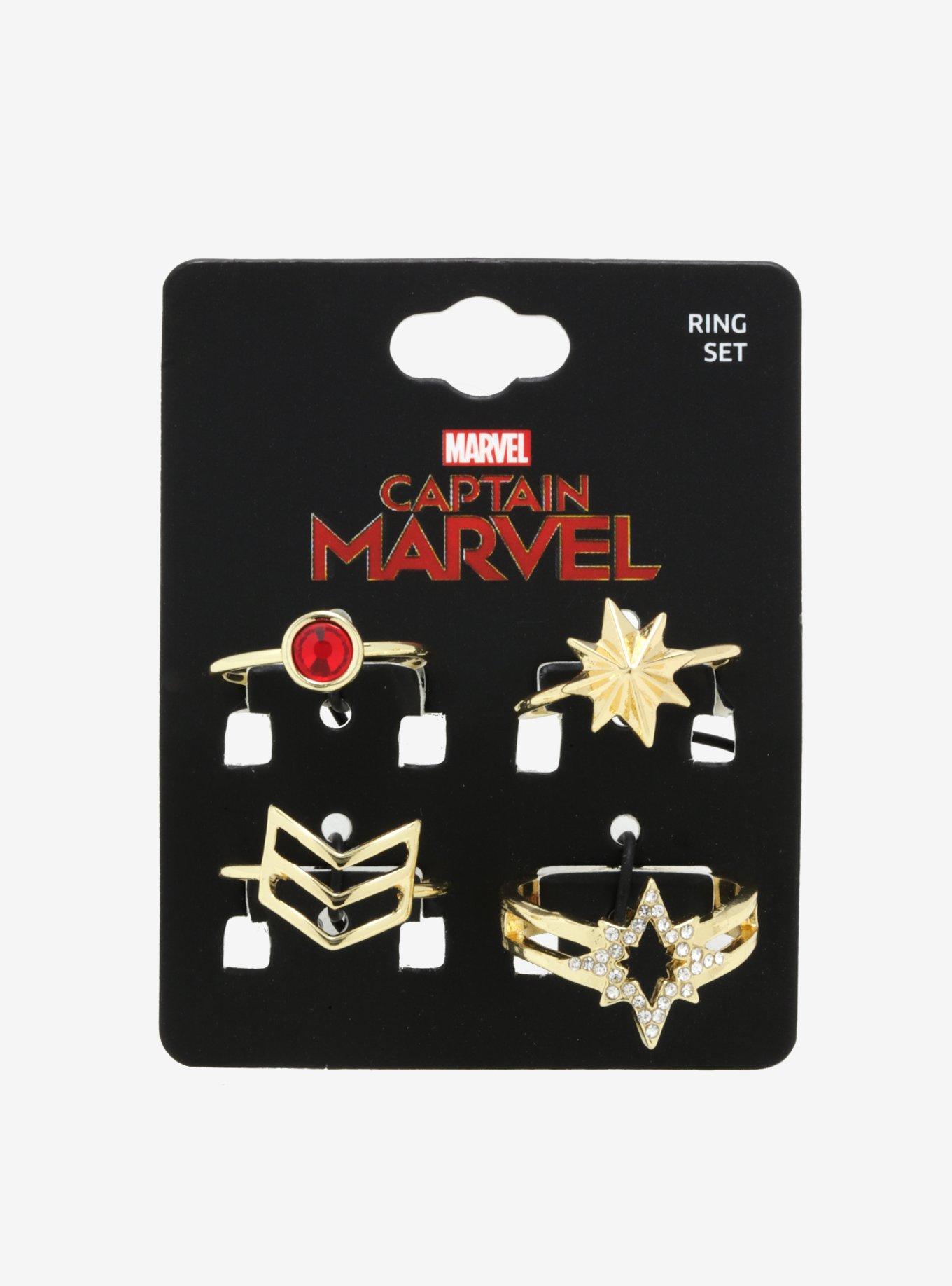 Marvel Captain Marvel Stackable Ring Set, , alternate