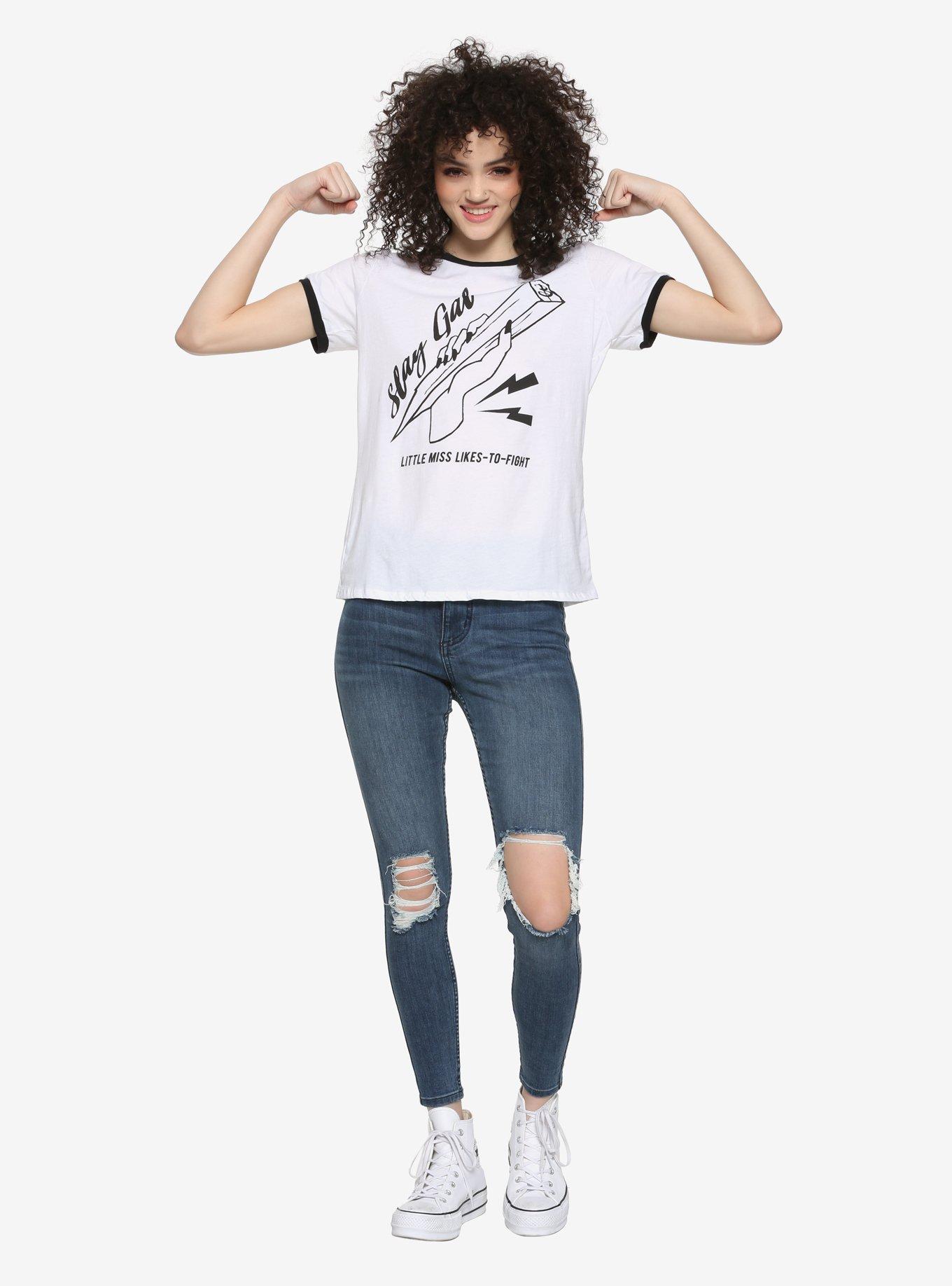 Buffy The Vampire Slayer Slay Gal Girls Ringer T-Shirt, BLACK, alternate