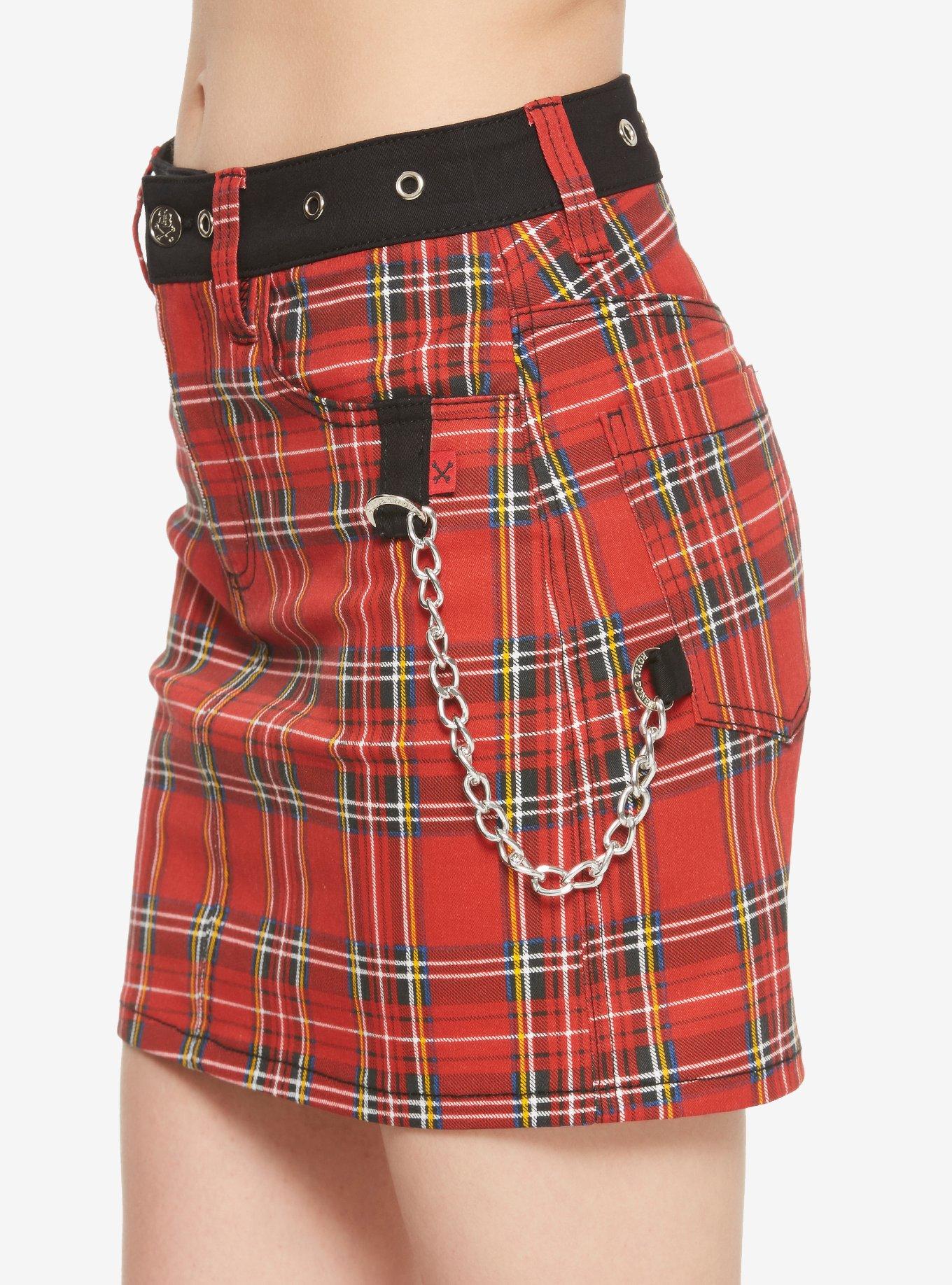 Royal Bones By Tripp Red Plaid Chain Skirt, , alternate