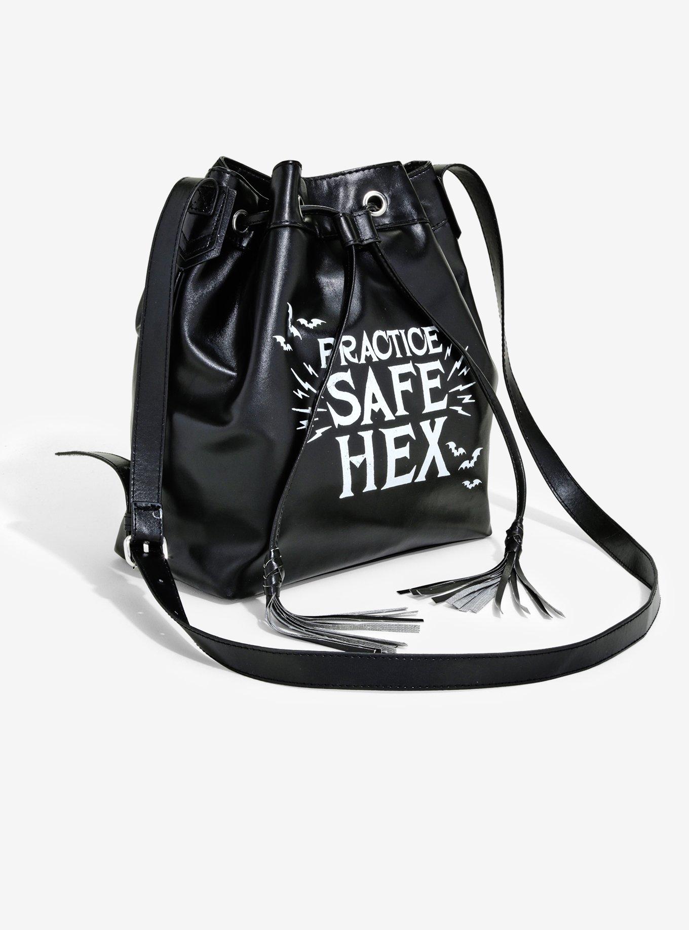 Practice Safe Hex Drawstring Bucket Bag, , alternate