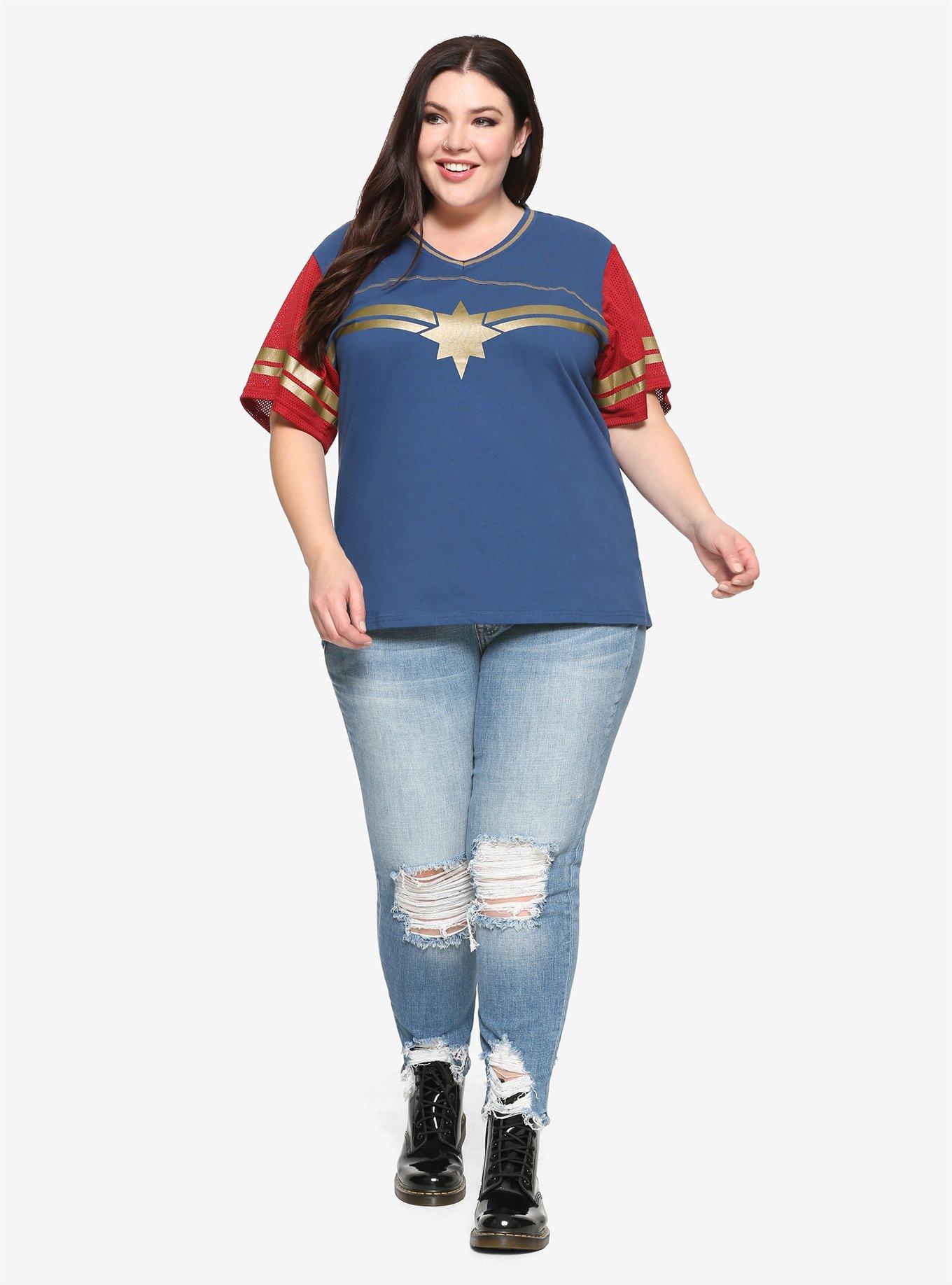 Marvel Avengers Captain Marvel Jersey T-Shirt Plus Size, , alternate