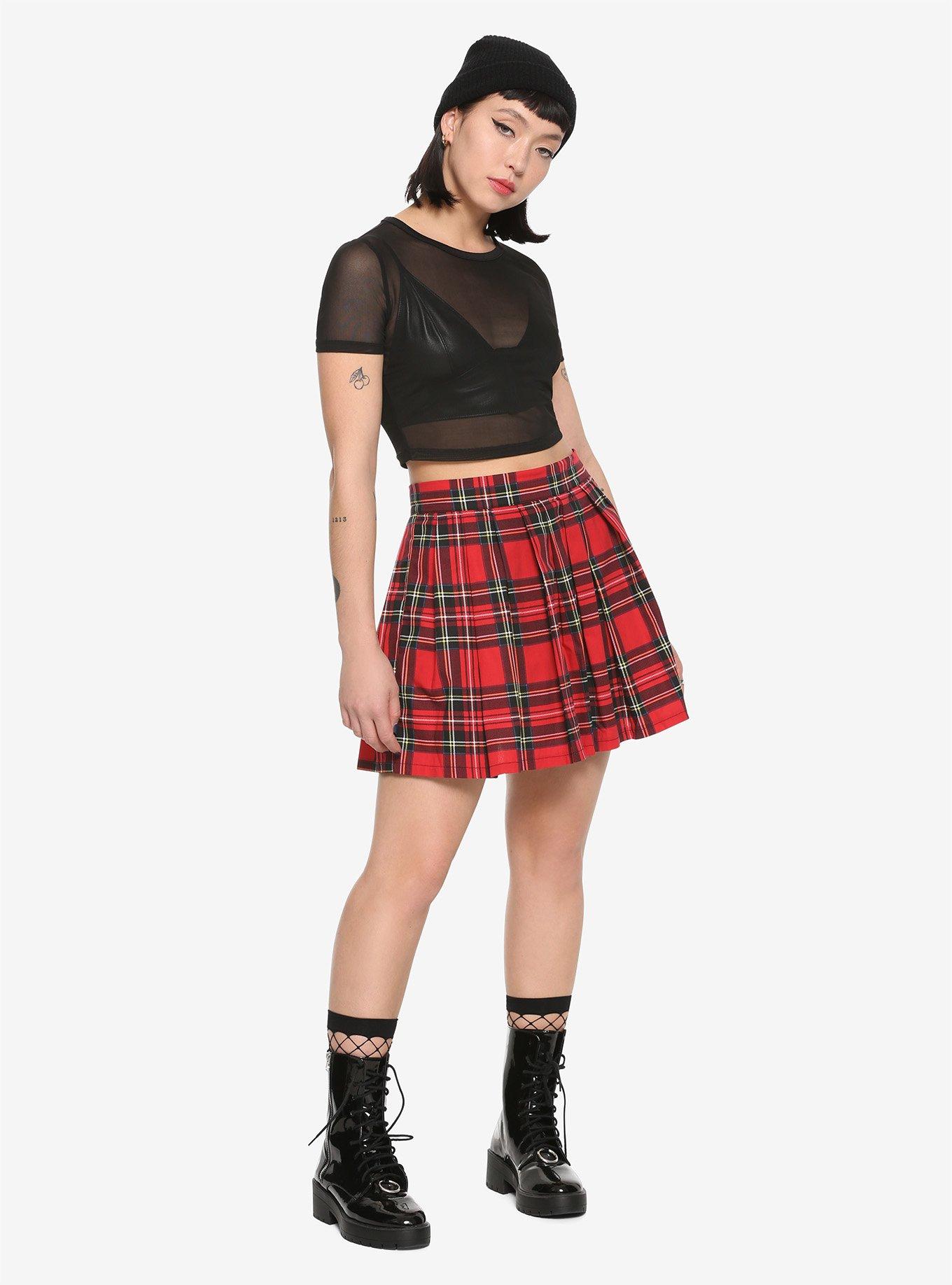 Red Plaid Skirt, , alternate