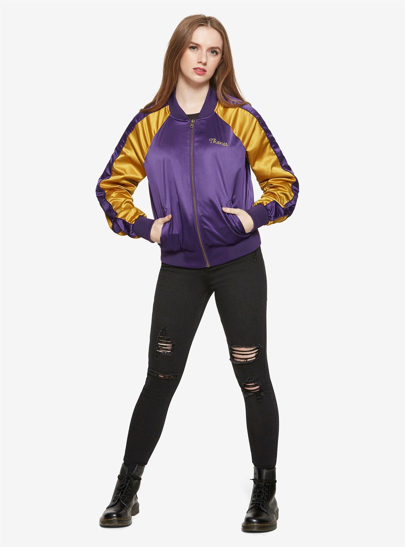 Her Universe Marvel Avengers Thanos Oh Snap! Girls Satin Bomber Jacket, , alternate