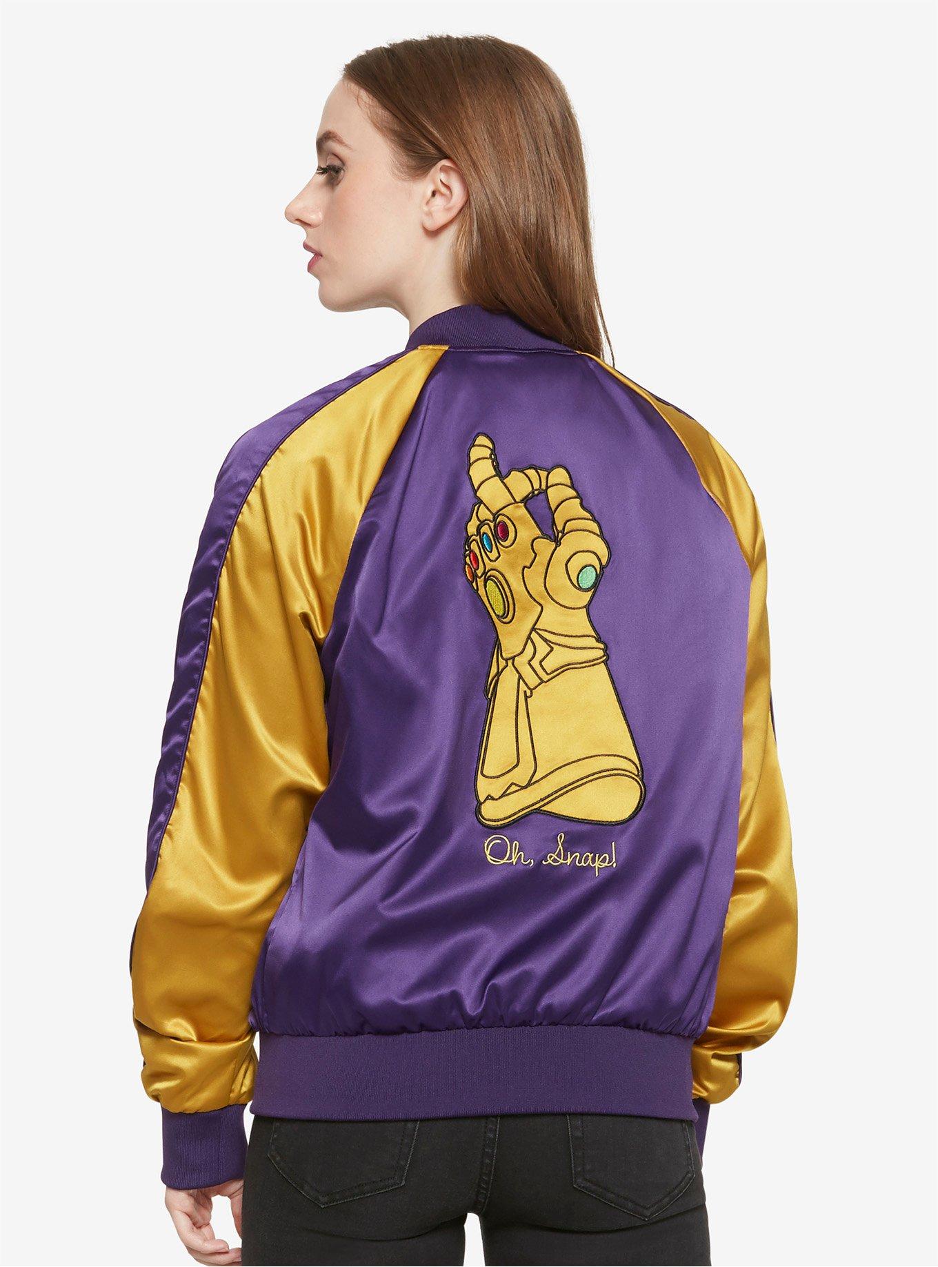 Her Universe Marvel Avengers Thanos Oh Snap! Girls Satin Bomber Jacket, , alternate