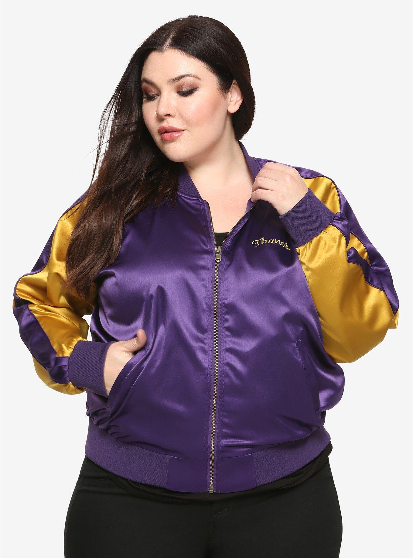 Her Universe Marvel Avengers Thanos Oh Snap! Girls Satin Bomber Jacket Plus Size, , alternate