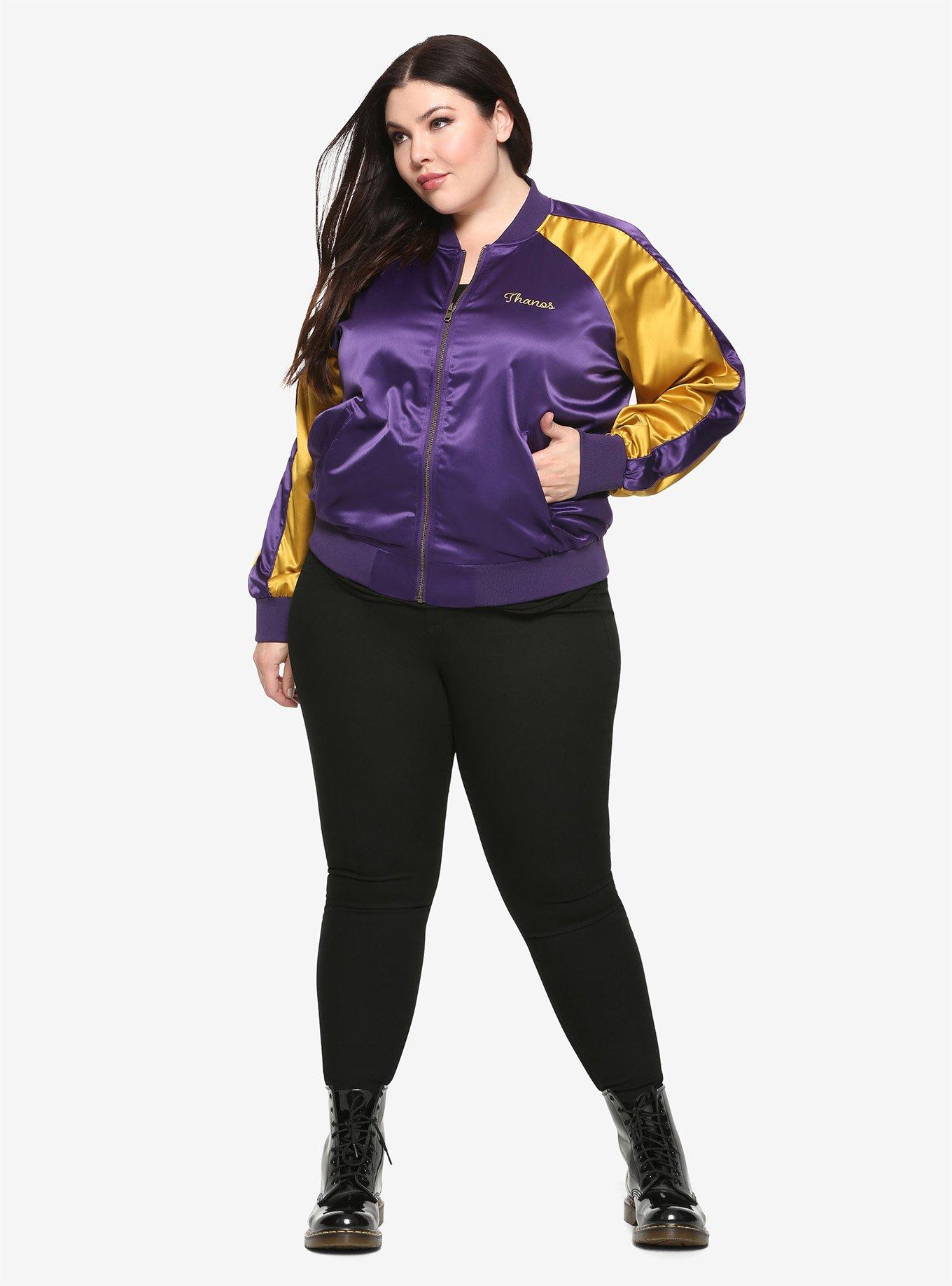 Her Universe Marvel Avengers Thanos Oh Snap! Girls Satin Bomber Jacket Plus Size, , alternate