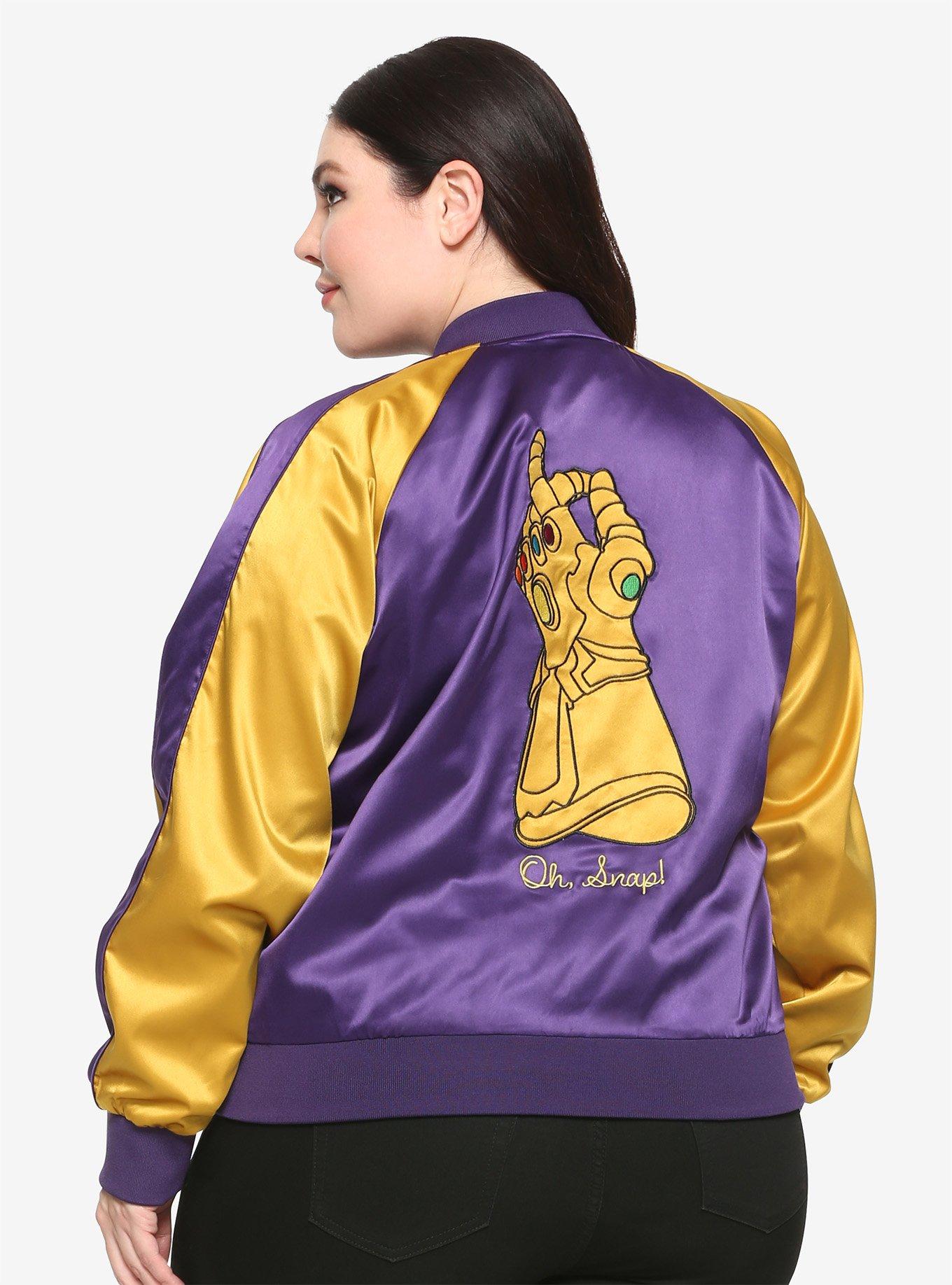Marvel Avengers Thanos Oh Snap! Satin Bomber Jacket Plus Size, , alternate