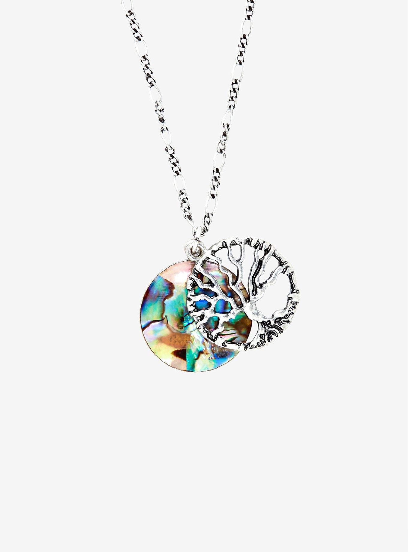 Tree Of Life Iridescent Shell Necklace, , alternate