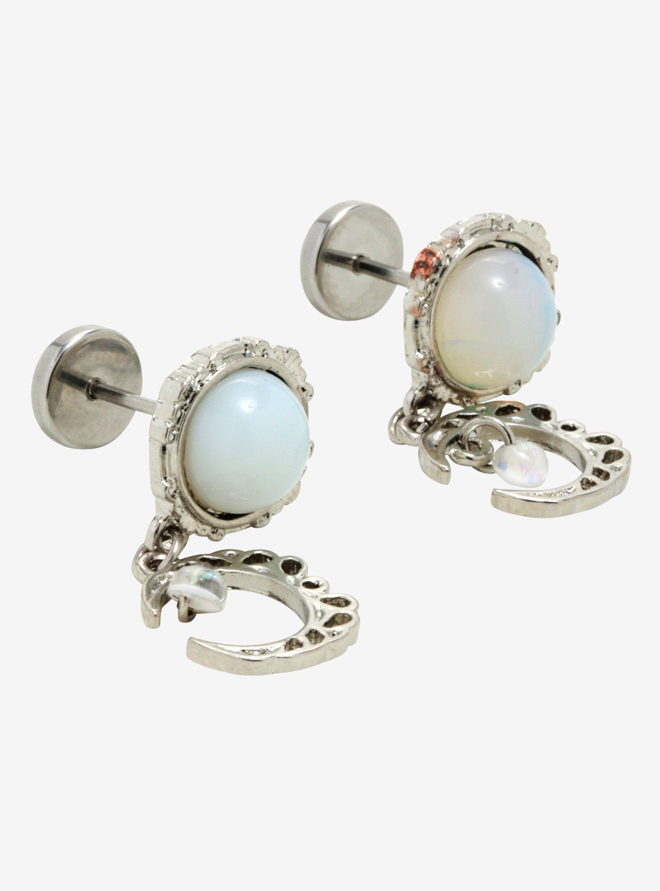 Moon Jewels Faux Plug Earrings, , alternate