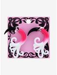 Pink Black & White Swirl Faux Tunnel Earrings, , alternate