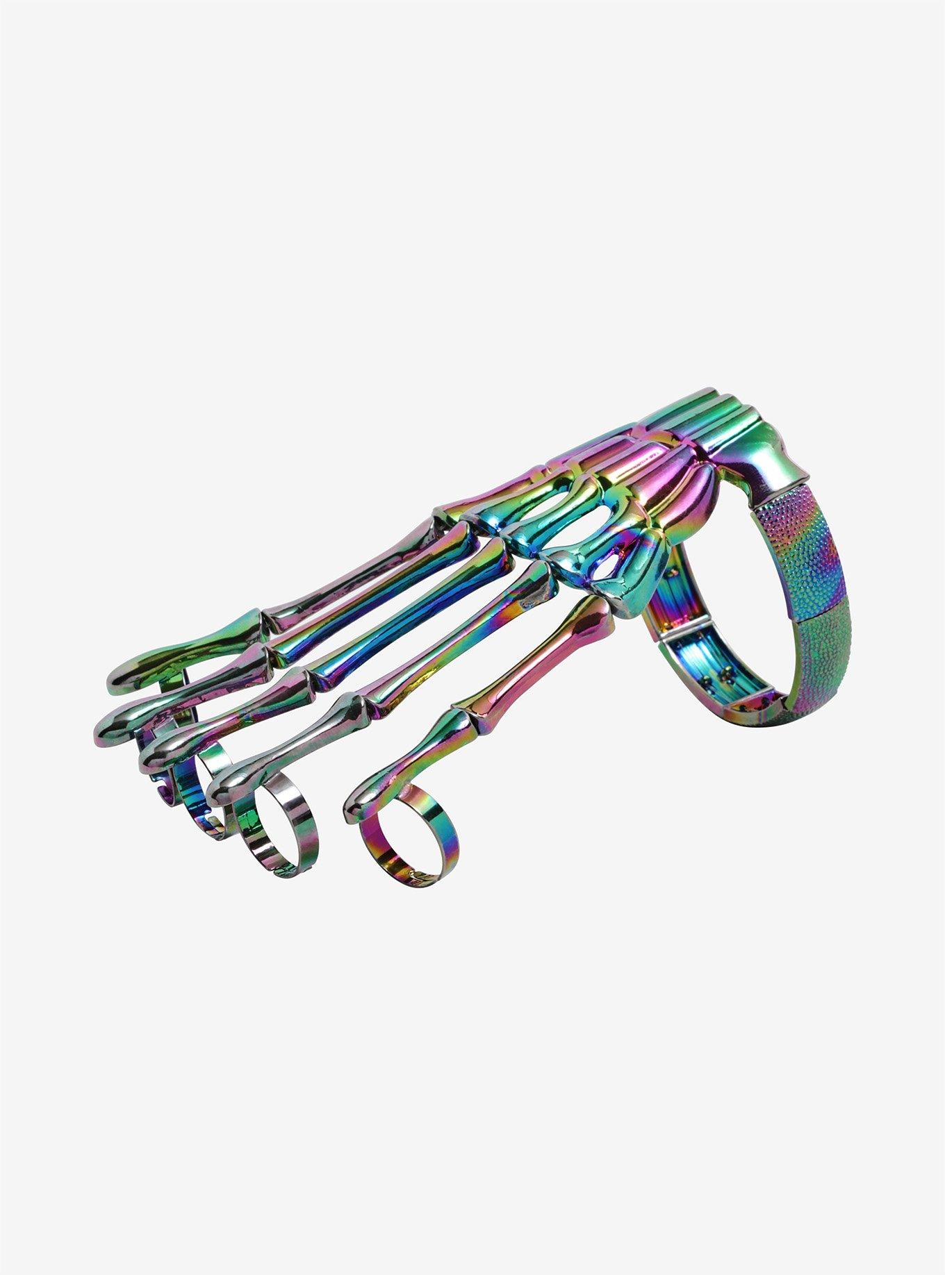 Anodized Skull Hand Ring Set, , alternate