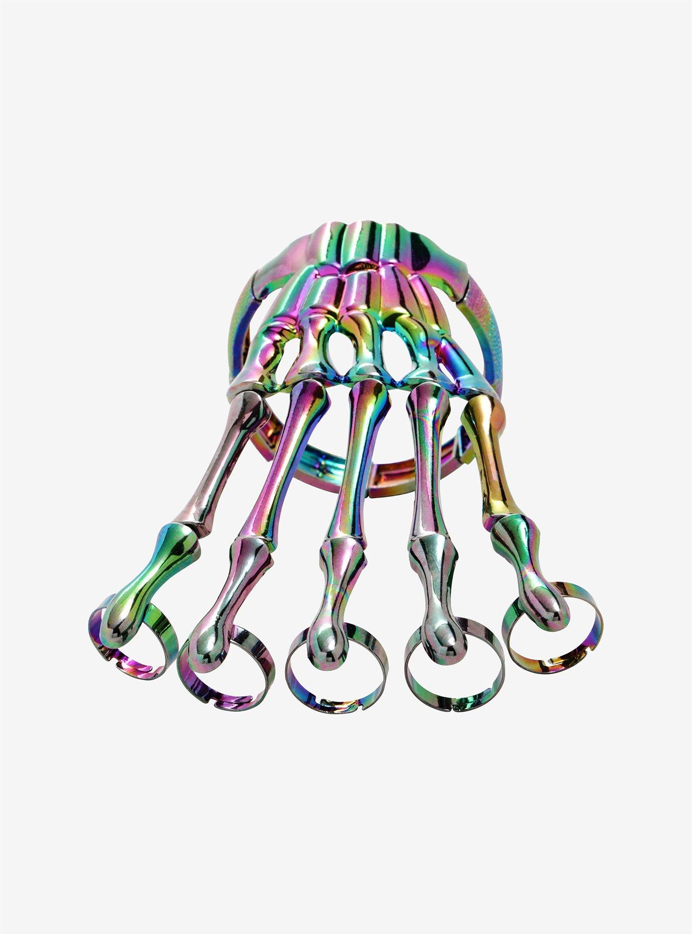 Anodized Skull Hand Ring Set, , alternate