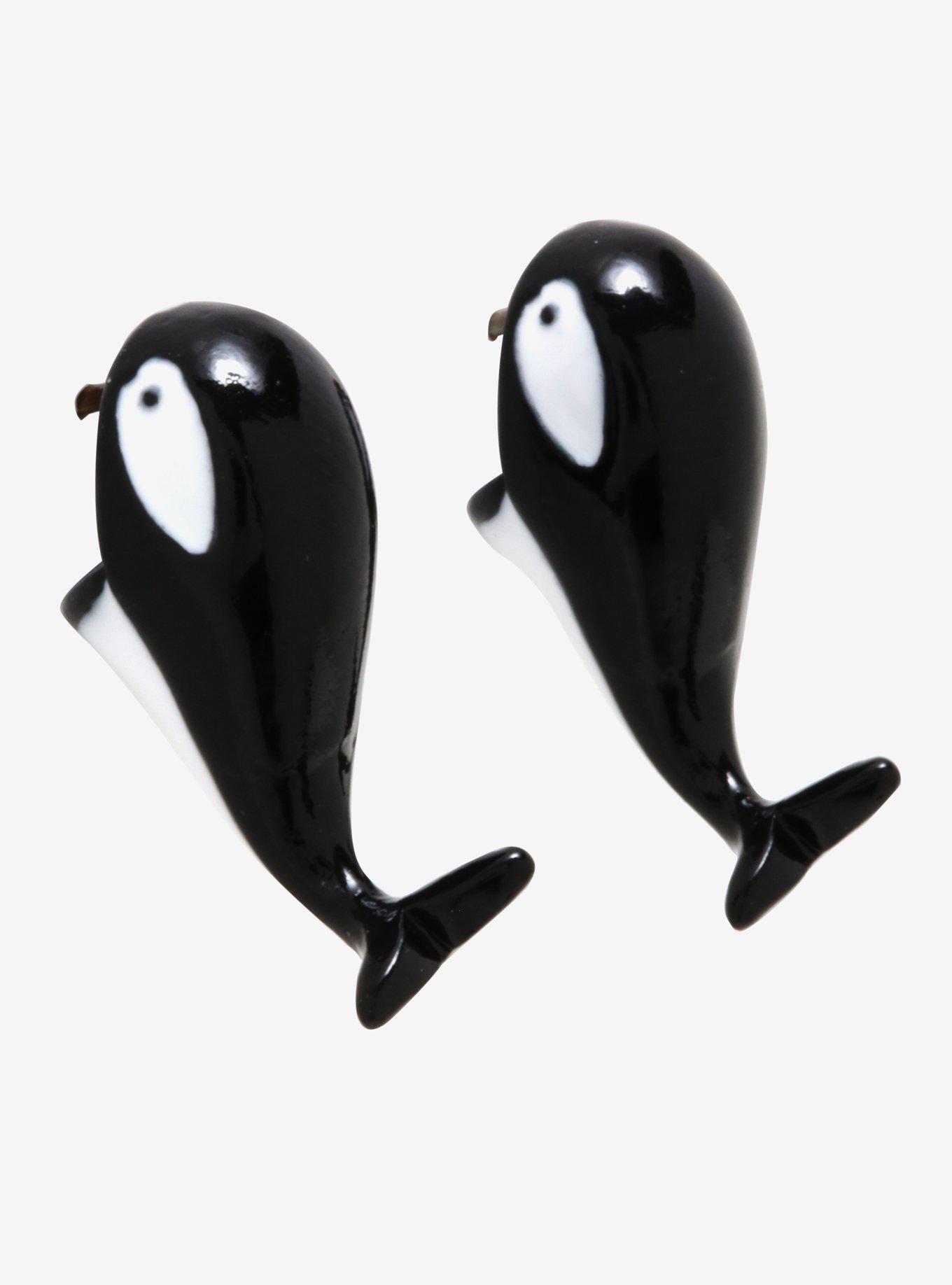 Biting Orca Whale Earrings, , alternate