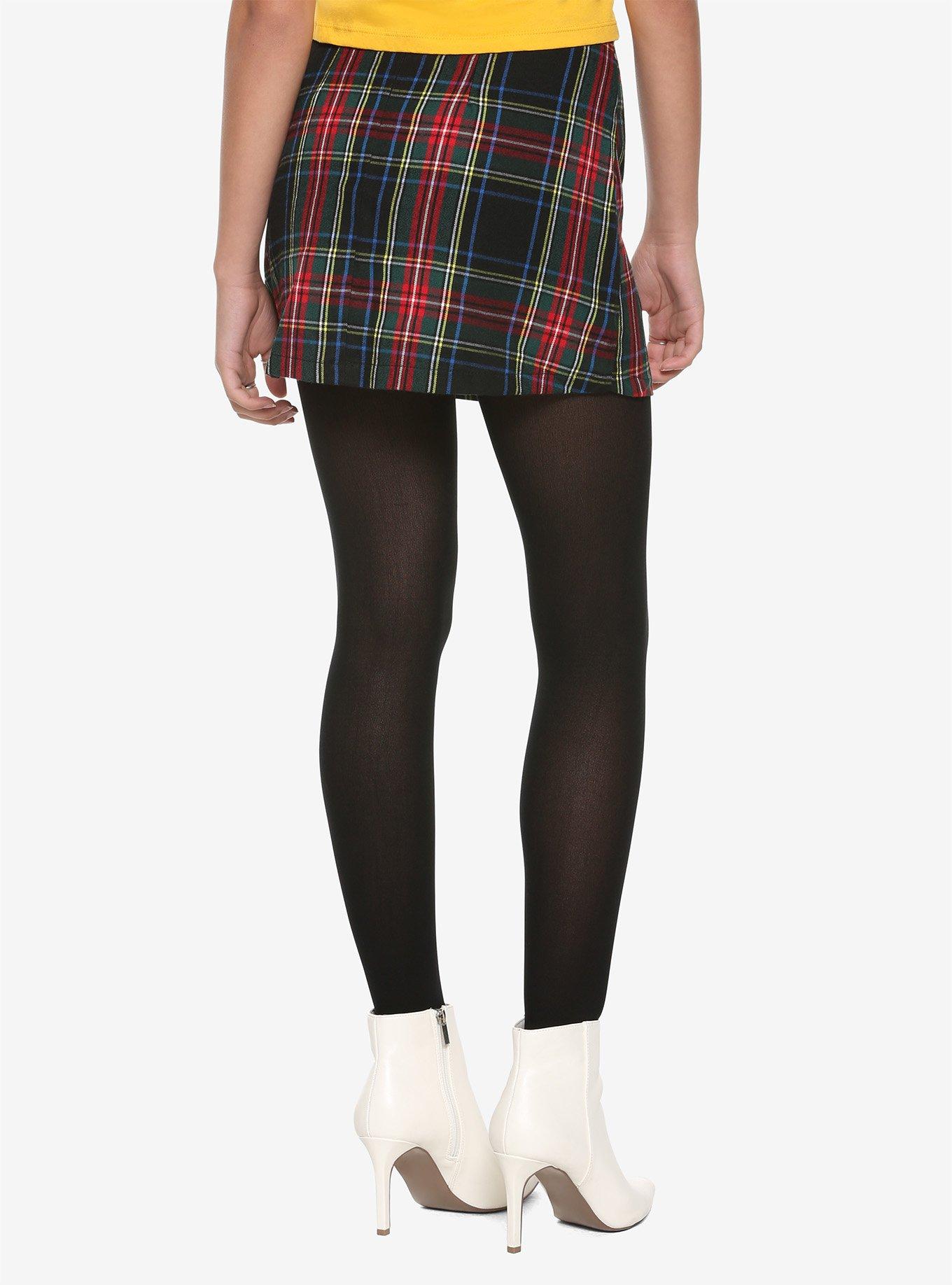 Red Black & Green Plaid Skirt, , alternate