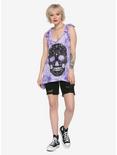 Purple Skull Tie-Dye Girls Tank Top, TIE DYE, alternate