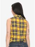 Yellow Plaid Tie-Front Girls Woven Button-Up, YELLOW, alternate