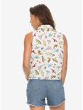 Dinosaurs Girls Tie-Front Sleeveless Button-Up Shirt, , alternate