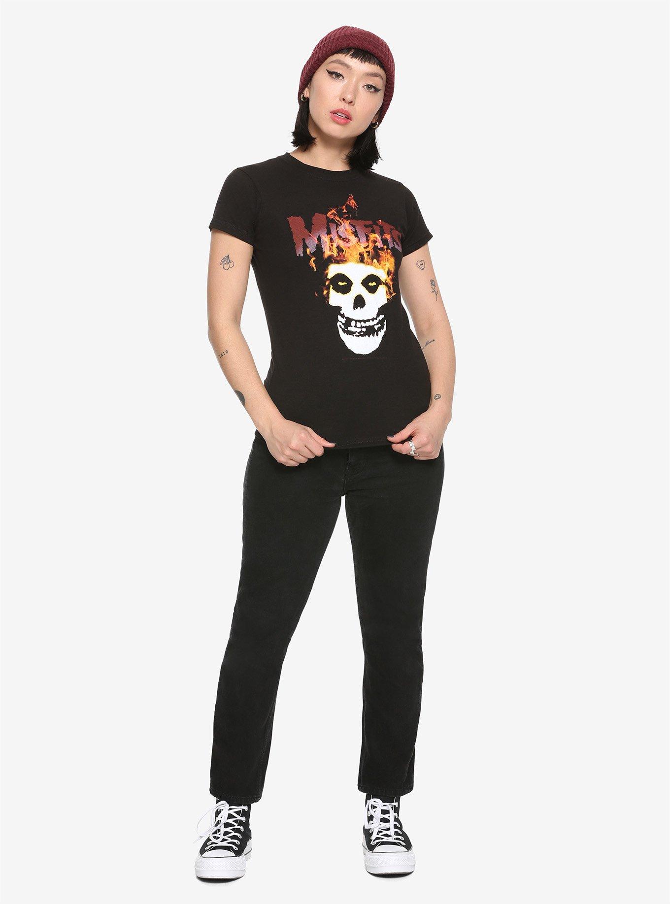 Misfits Flame Skull Girls T-Shirt, BLACK, alternate