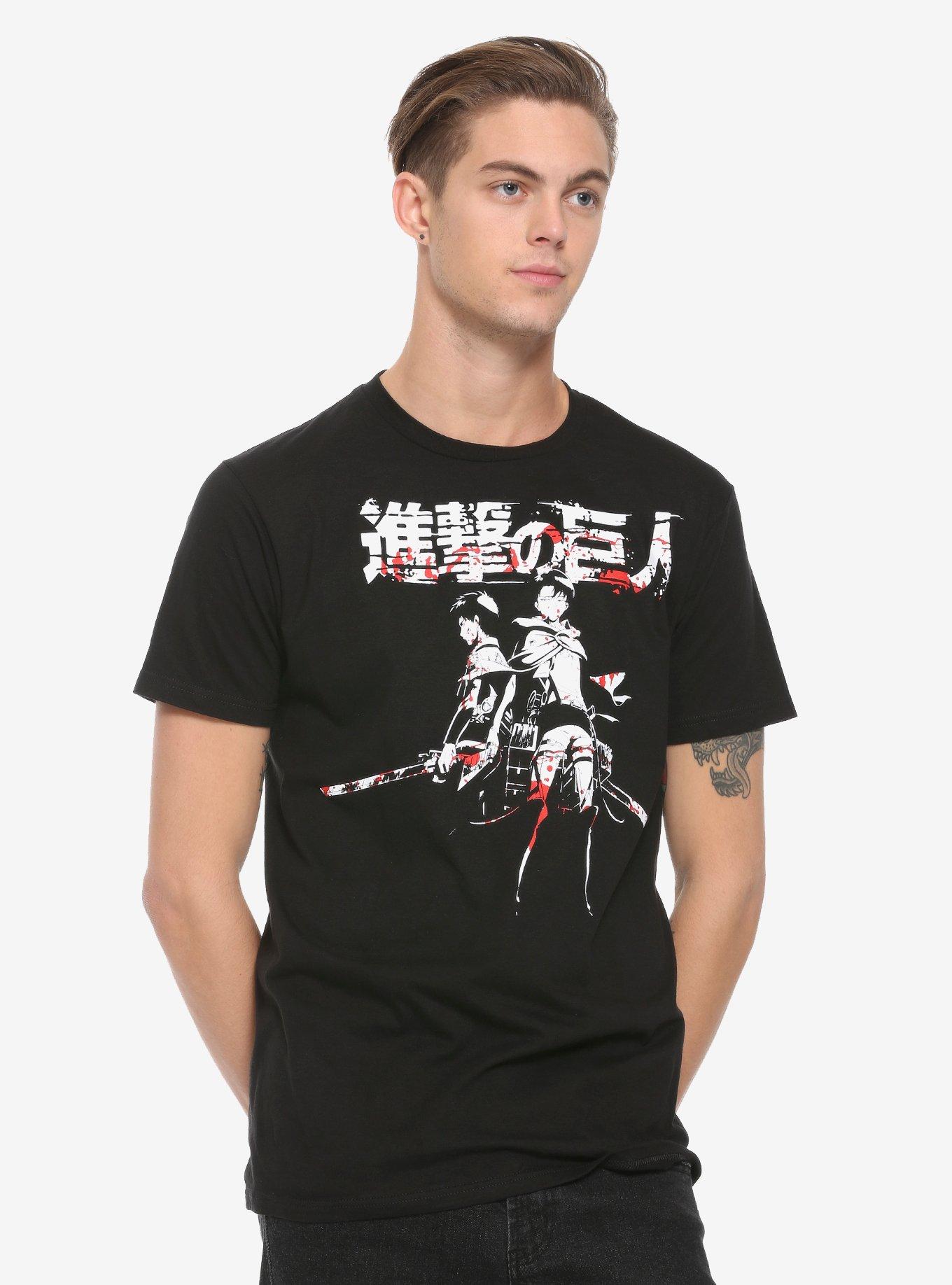 Attack On Titan Levi And Eren Blood Splatter T-Shirt, , alternate