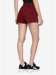 Cherry Red Leopard Print Skinny Shorts With Slits, LEOPARD, alternate