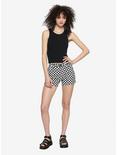 Blackheart Black & White Checkered Skinny Shorts, , alternate