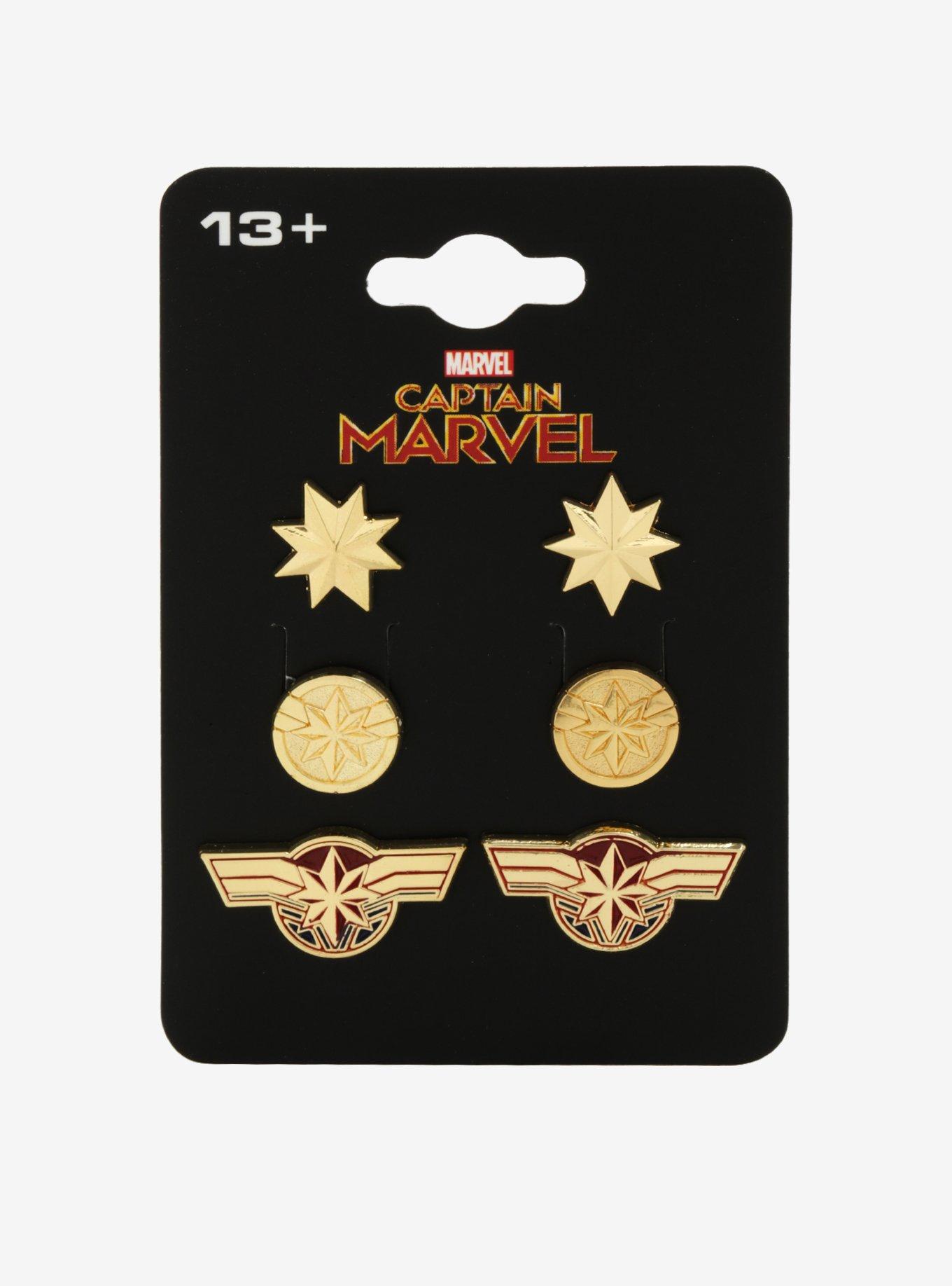 Marvel Captain Marvel Earring Set - BoxLunch Exclusive, , alternate