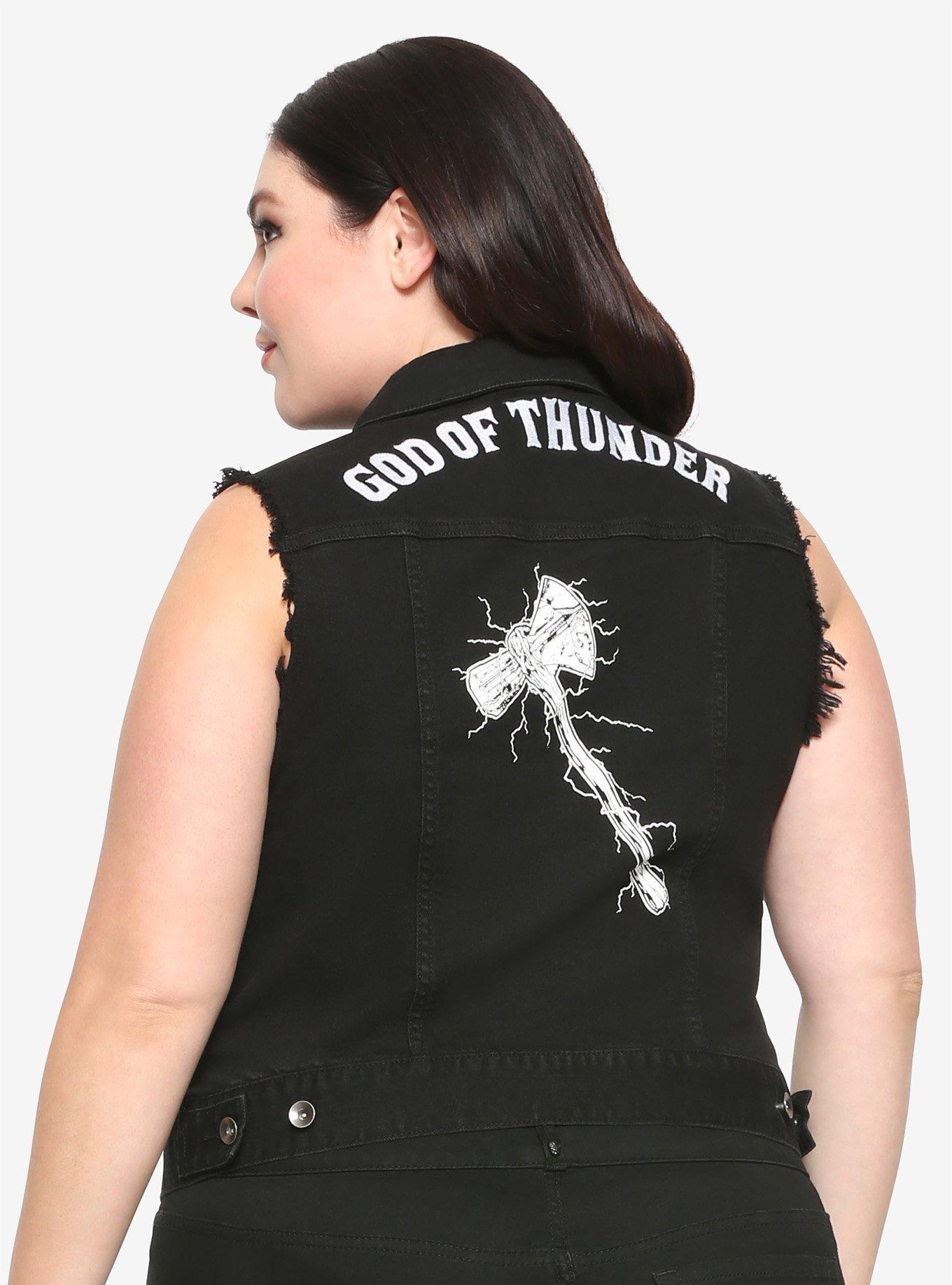 Marvel Avengers Thor God Of Thunder Denim Vest Plus Size, , alternate