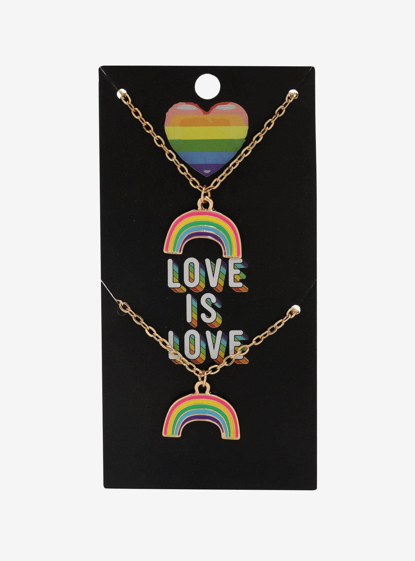 Rainbow Love Is Love Best Friends Necklace Set, , alternate