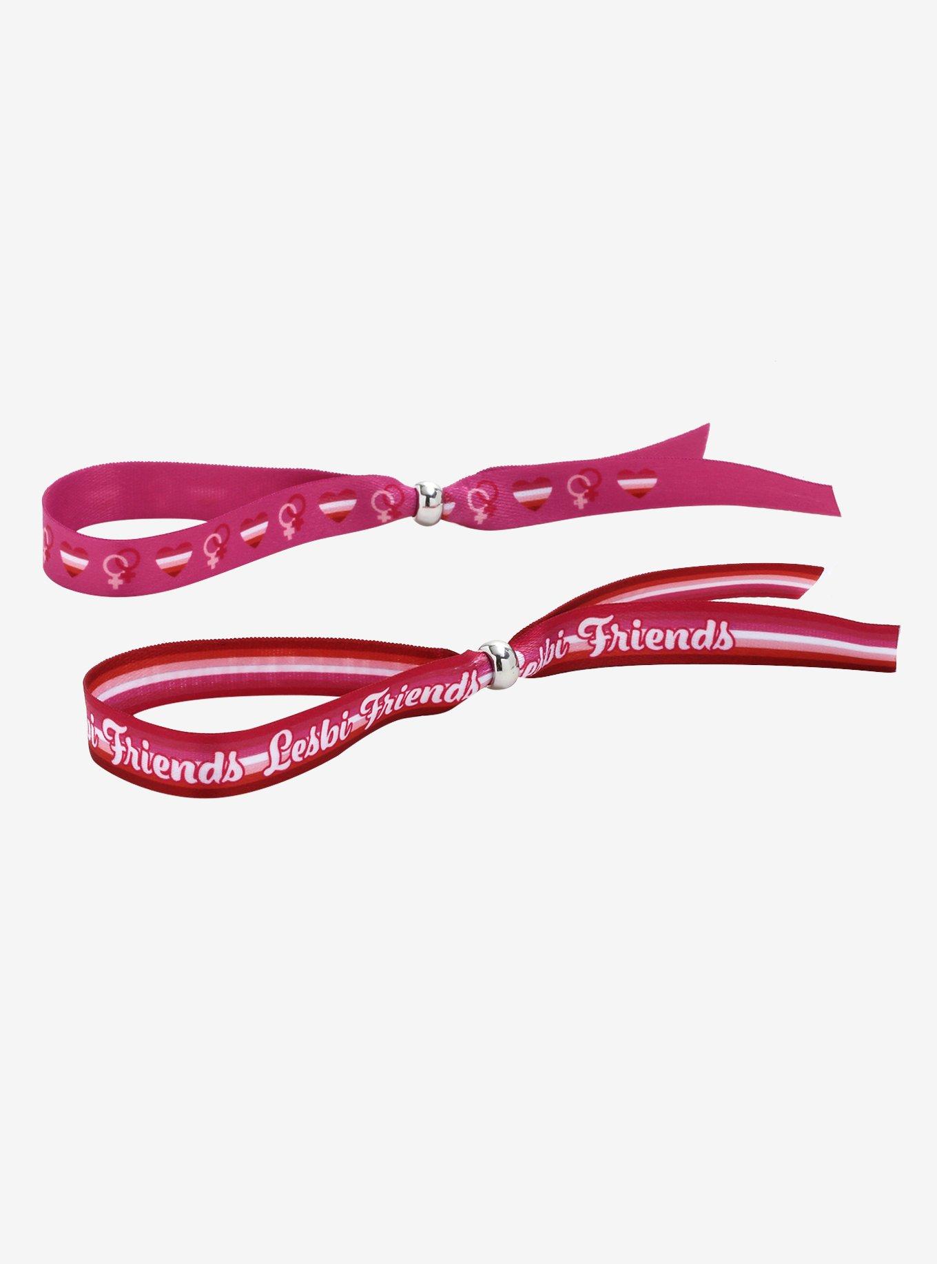 Pride Lesbi Friends Fabric Bracelet Set, , alternate